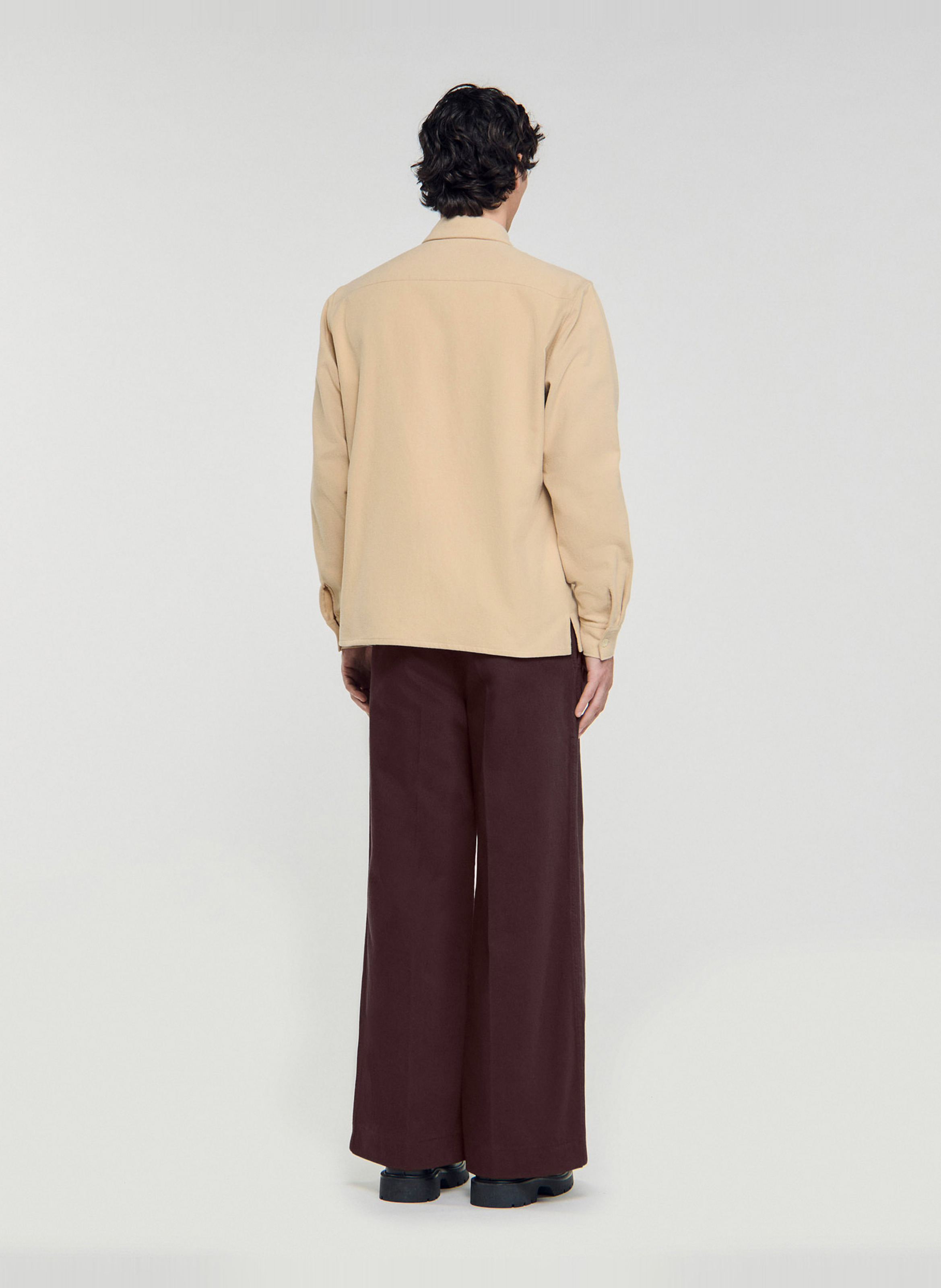 Cotton shirt with classic collar SANDRO Beige