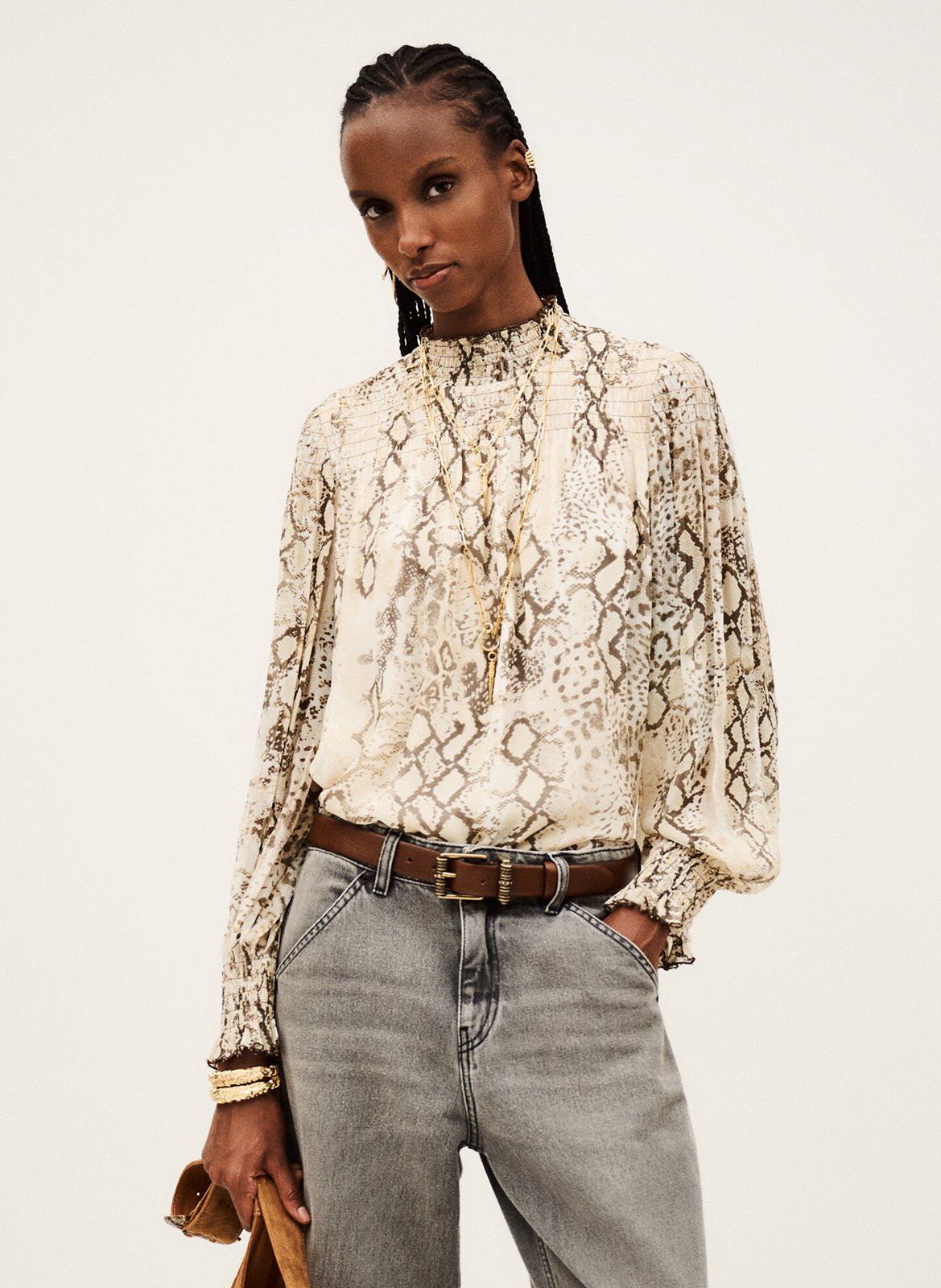 Top met opstaande kraag en print BA&SH