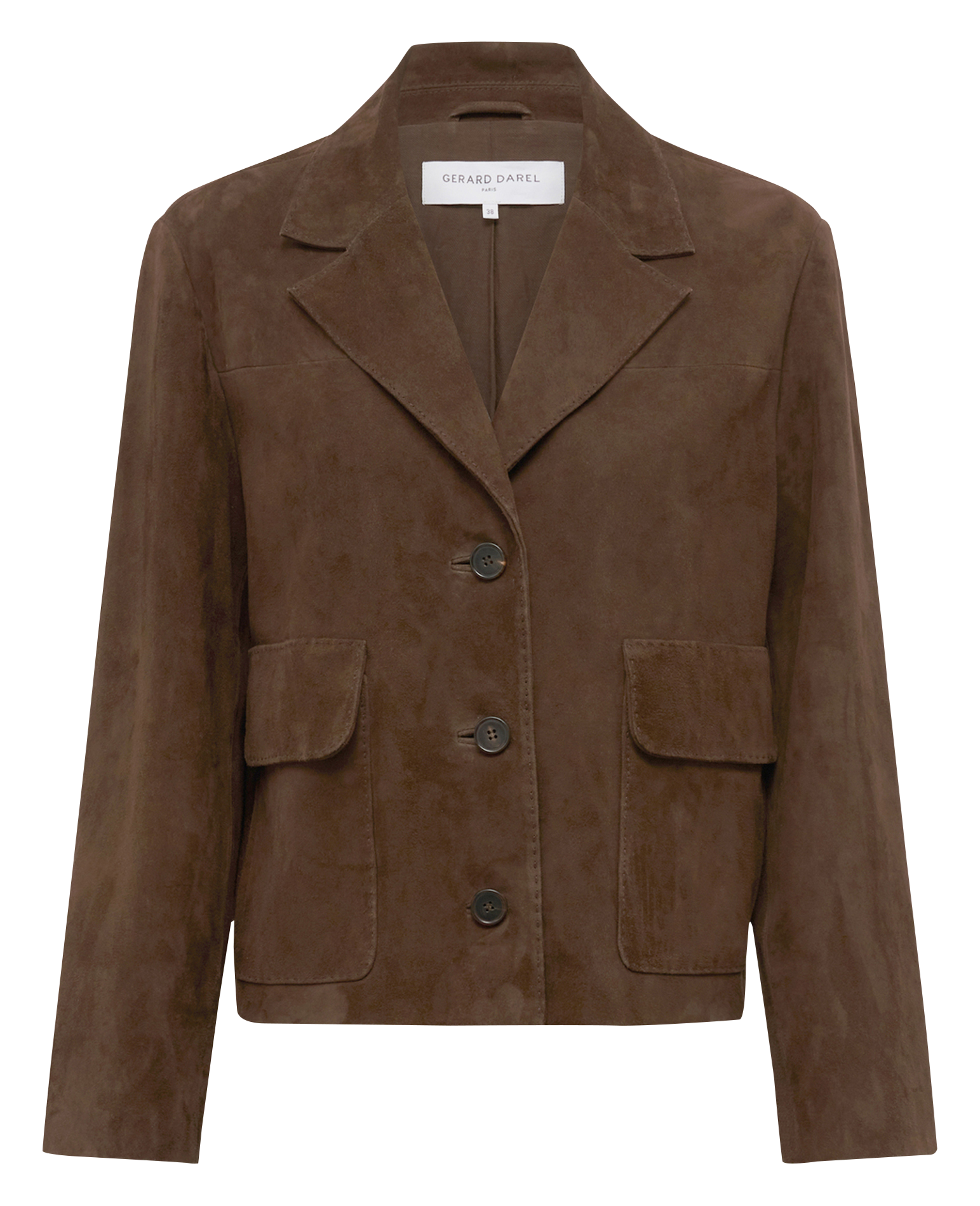 Veste col tailleur en cuir GERARD DAREL Marron