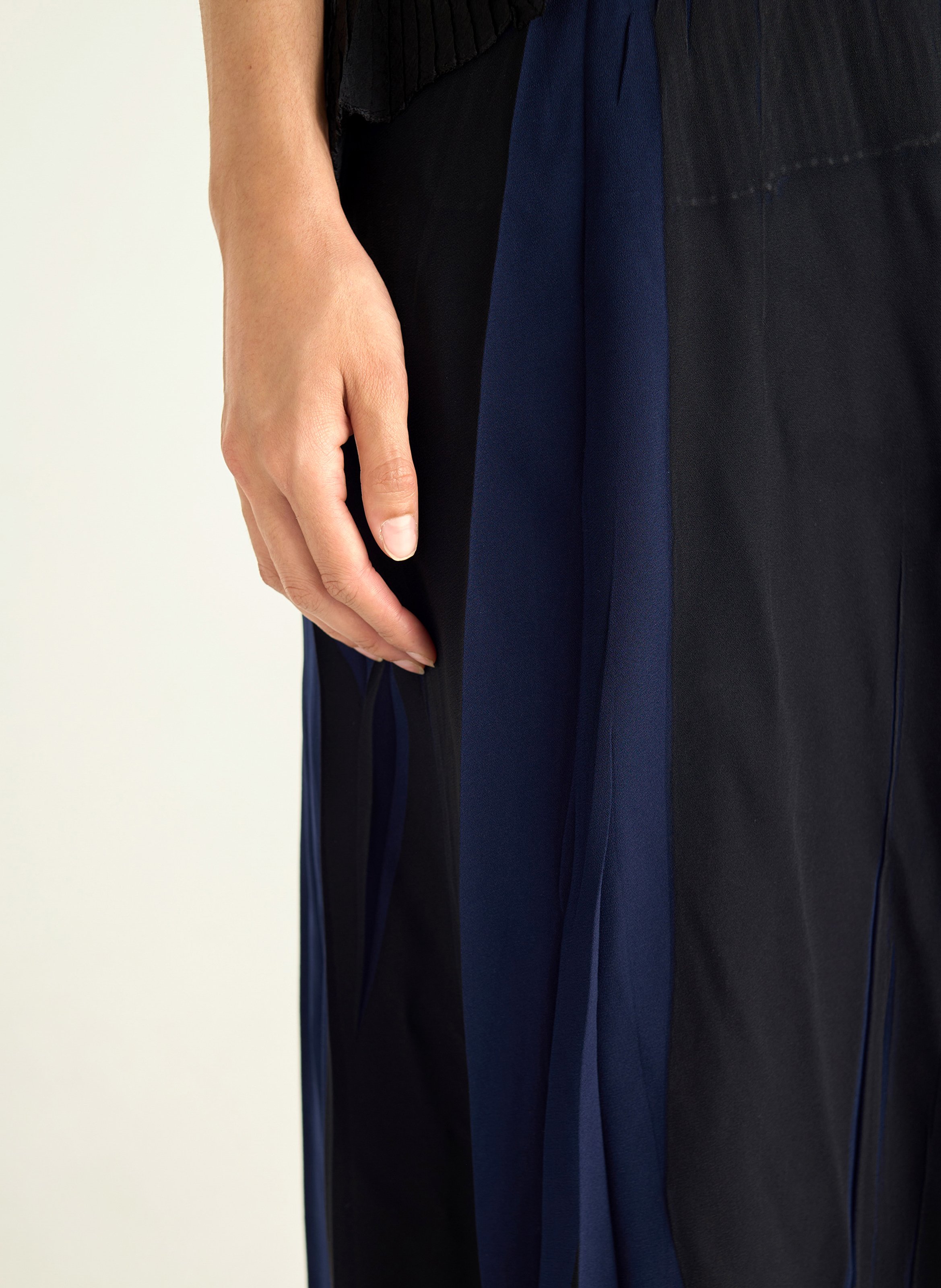 Robe midi col v plissée COTELAC Bleu