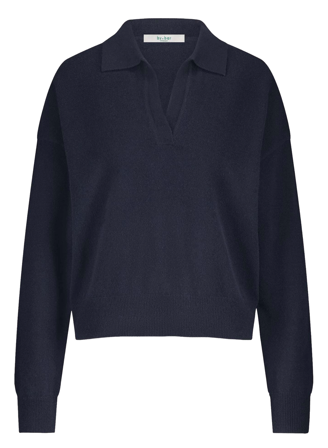 V-neck plain wool polo sweater BY BAR Blue