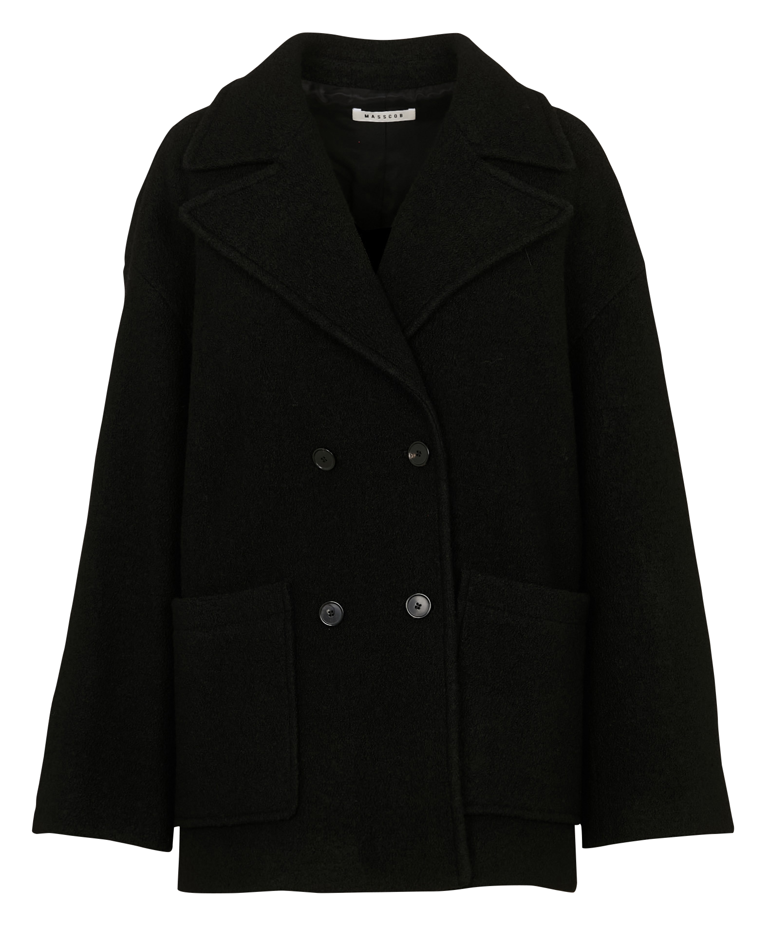 Manteau col tailleur en laine MASSCOB Noir
