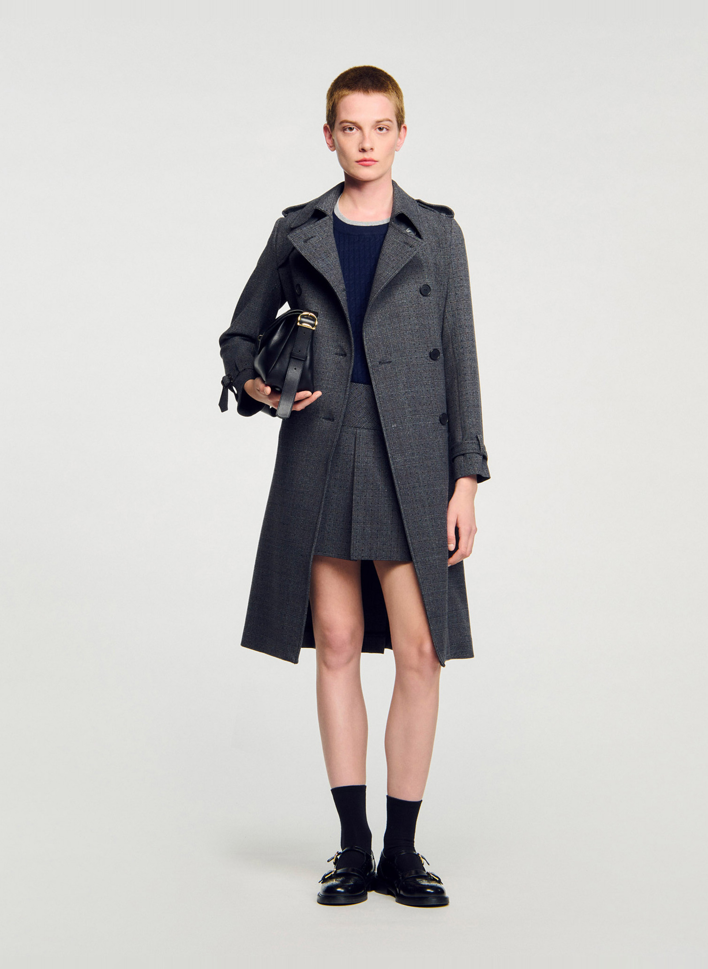 Rechte jas met klassieke kraag  SANDRO Grijs