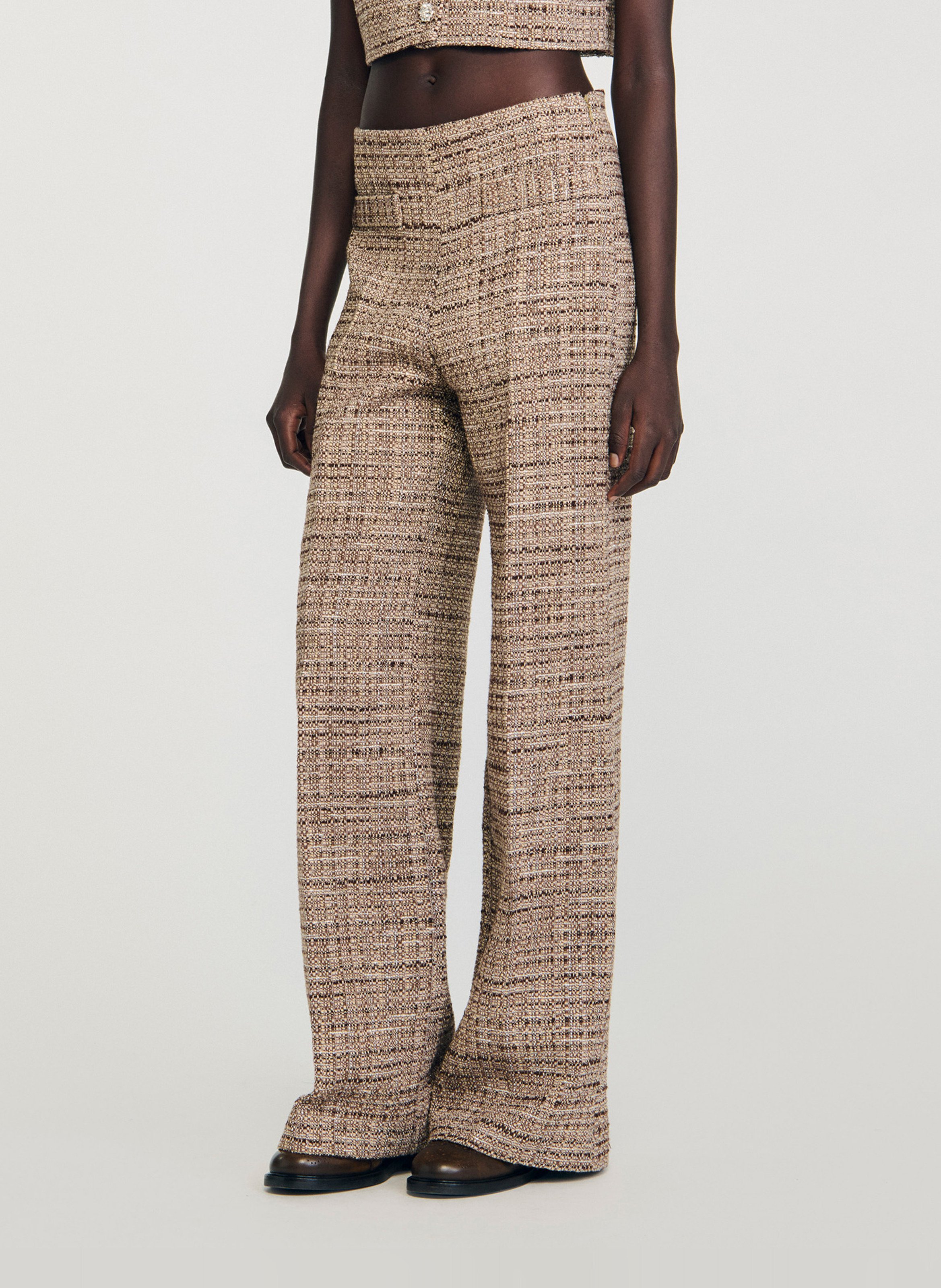 Tweed flared pants SANDRO Brown