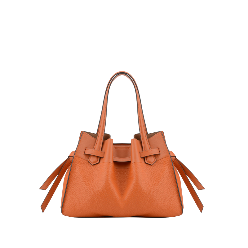 Handbag - cowhide leather POURCHET Orange