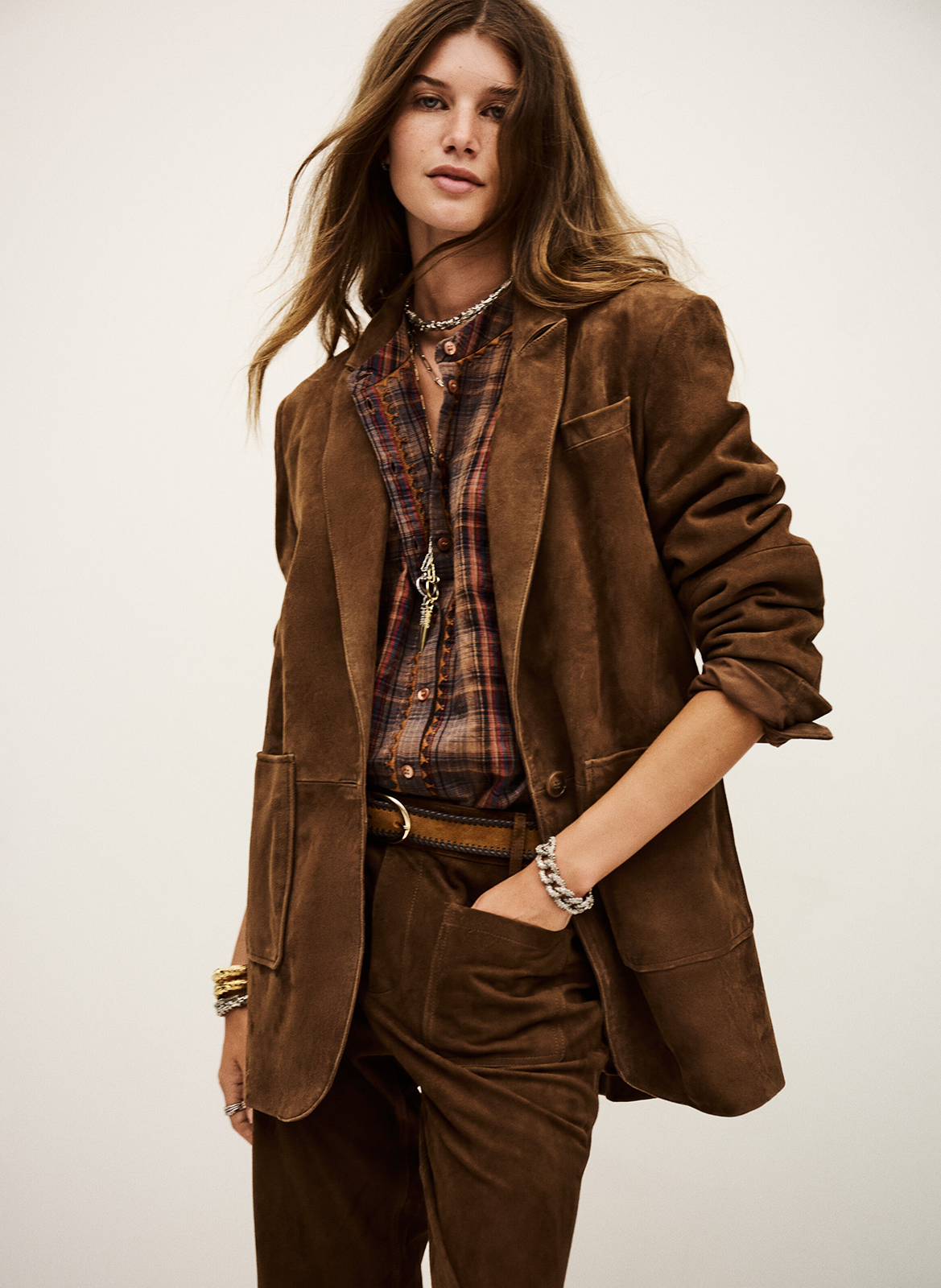 Blazer van leer BA&SH Bruin