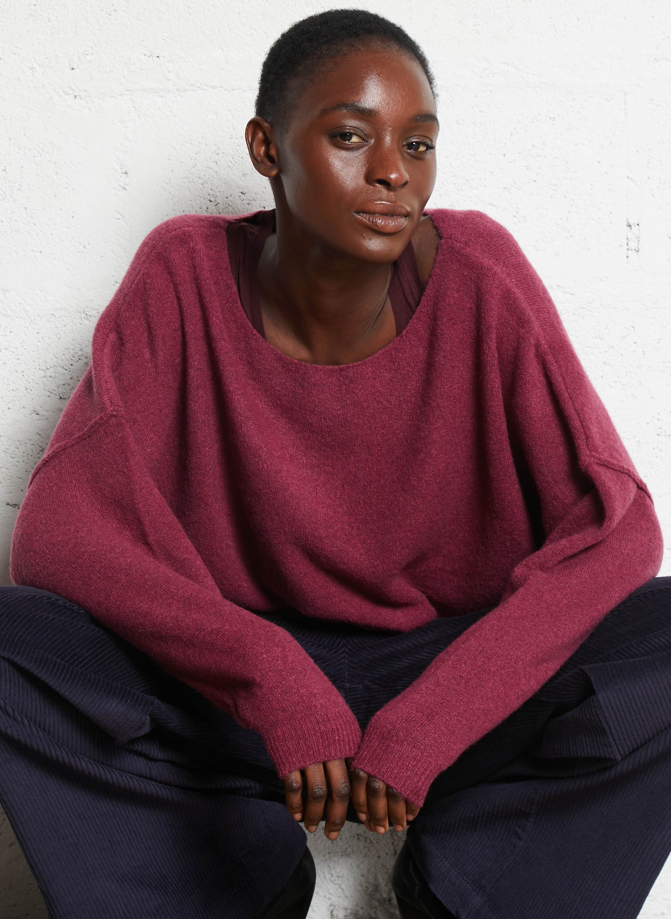 Blossom - Pullover mit U-Boot-Ausschnitt aus Wollmix AMERICAN VINTAGE Violett