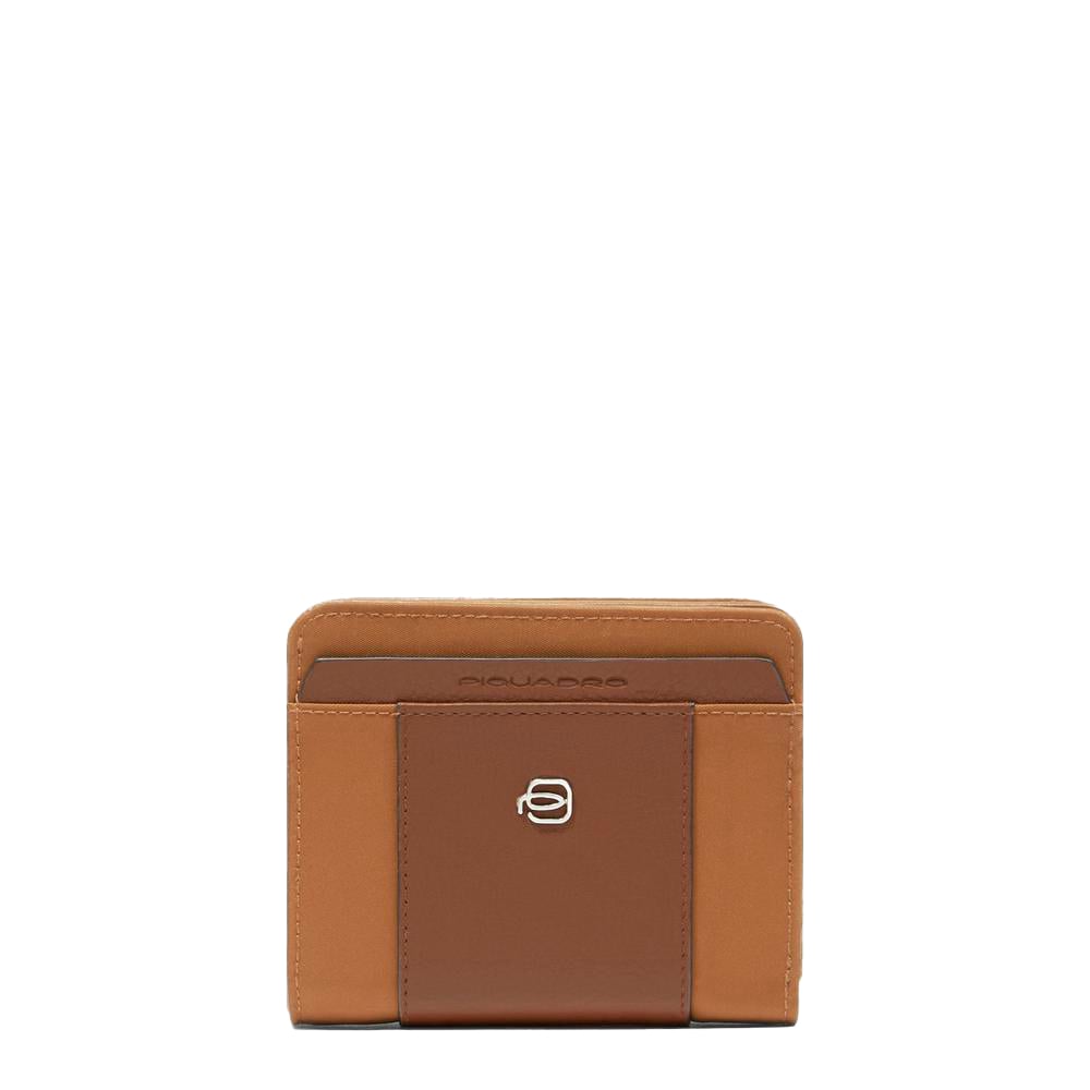 Mini women's wallet with coin pocket, credit card slots, and RFID protection PIQUADRO Brown