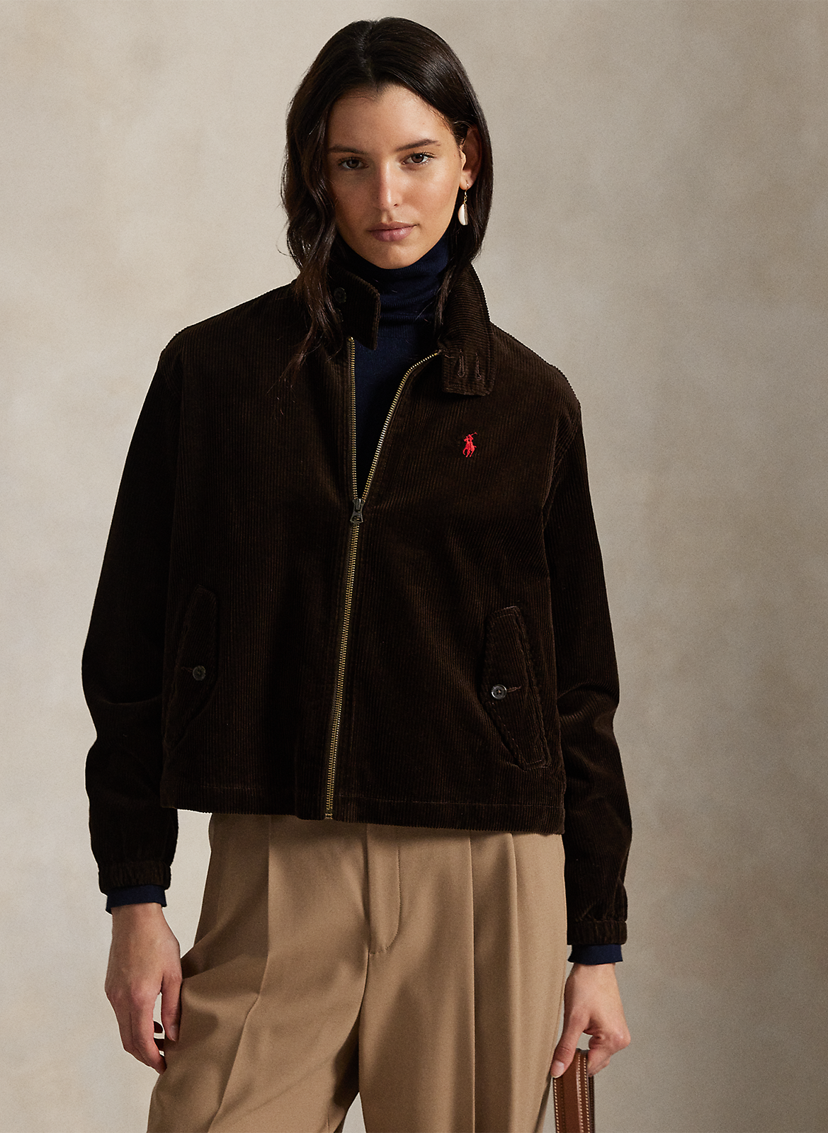 Veste col montant en coton POLO RALPH LAUREN Marron