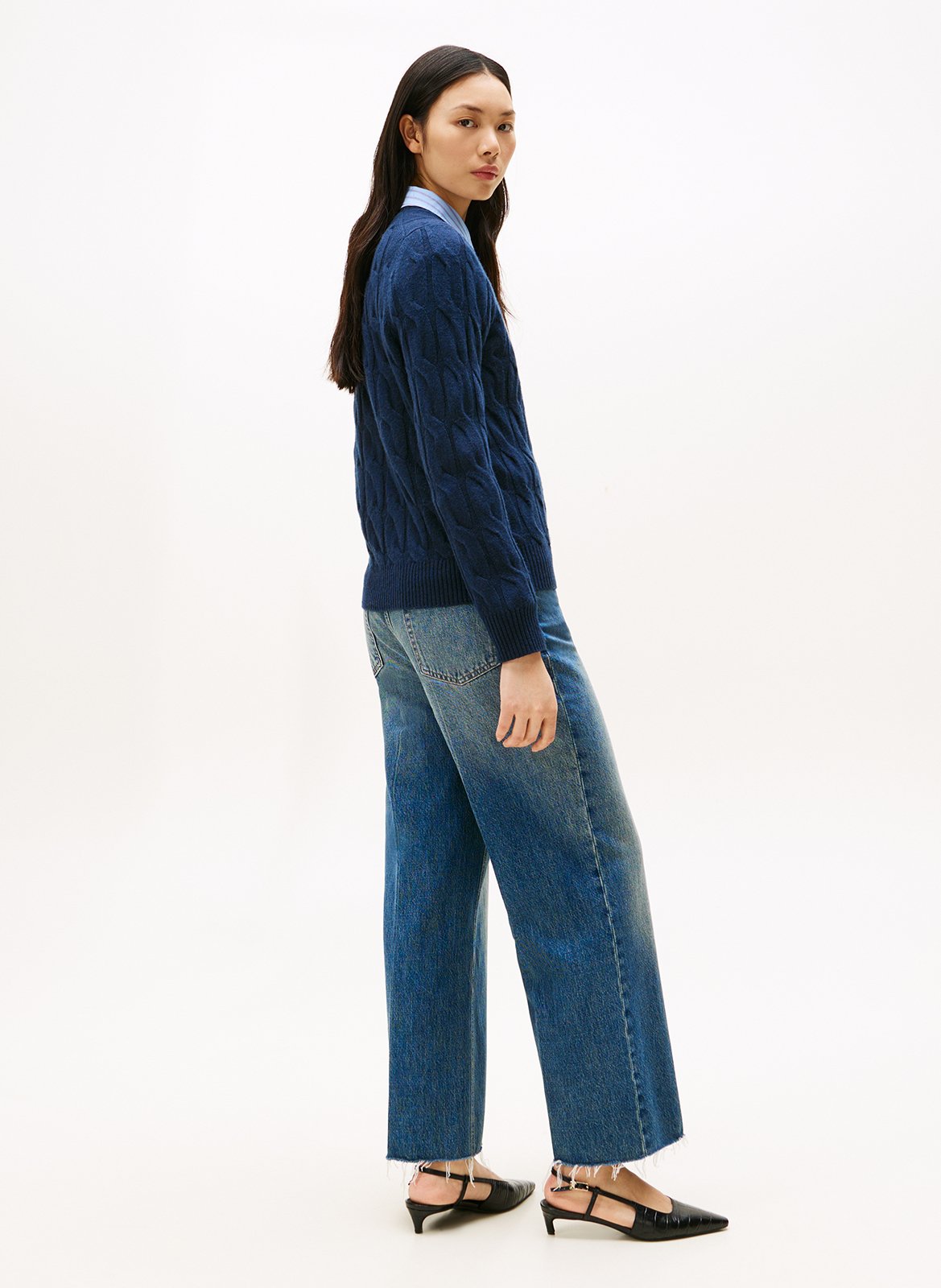 Pull col rond en laine  TOMMY HILFIGER Bleu