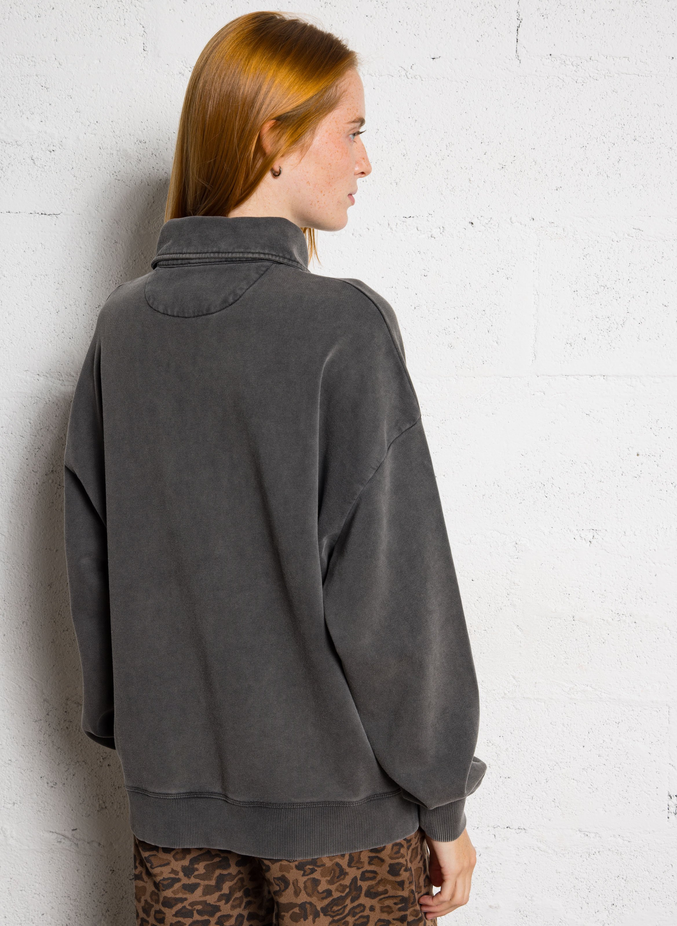 Polo kraag sweatshirt van katoen THE NEW SOCIETY Grijs