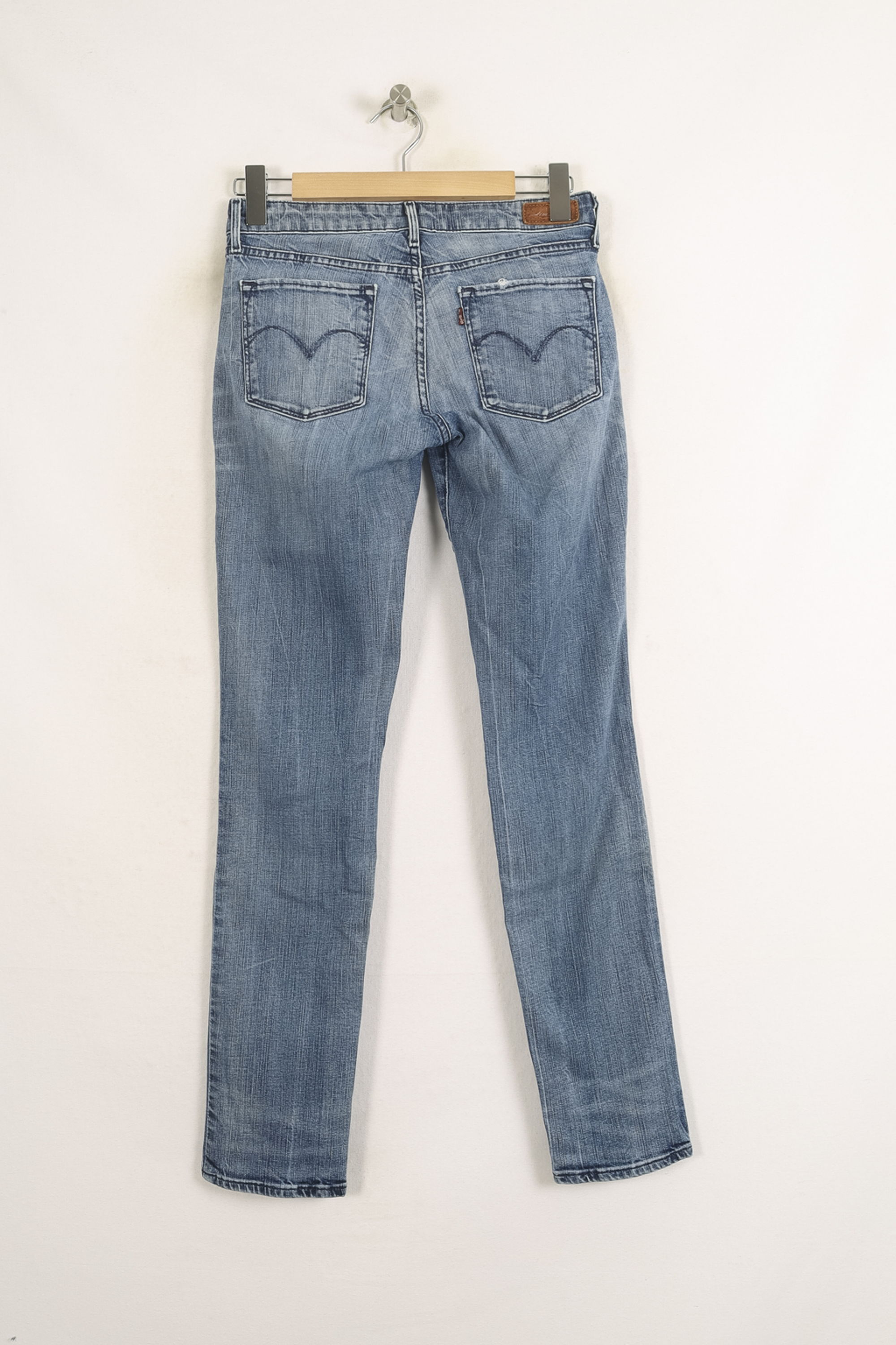 Cropped slim jeans with studs Blue