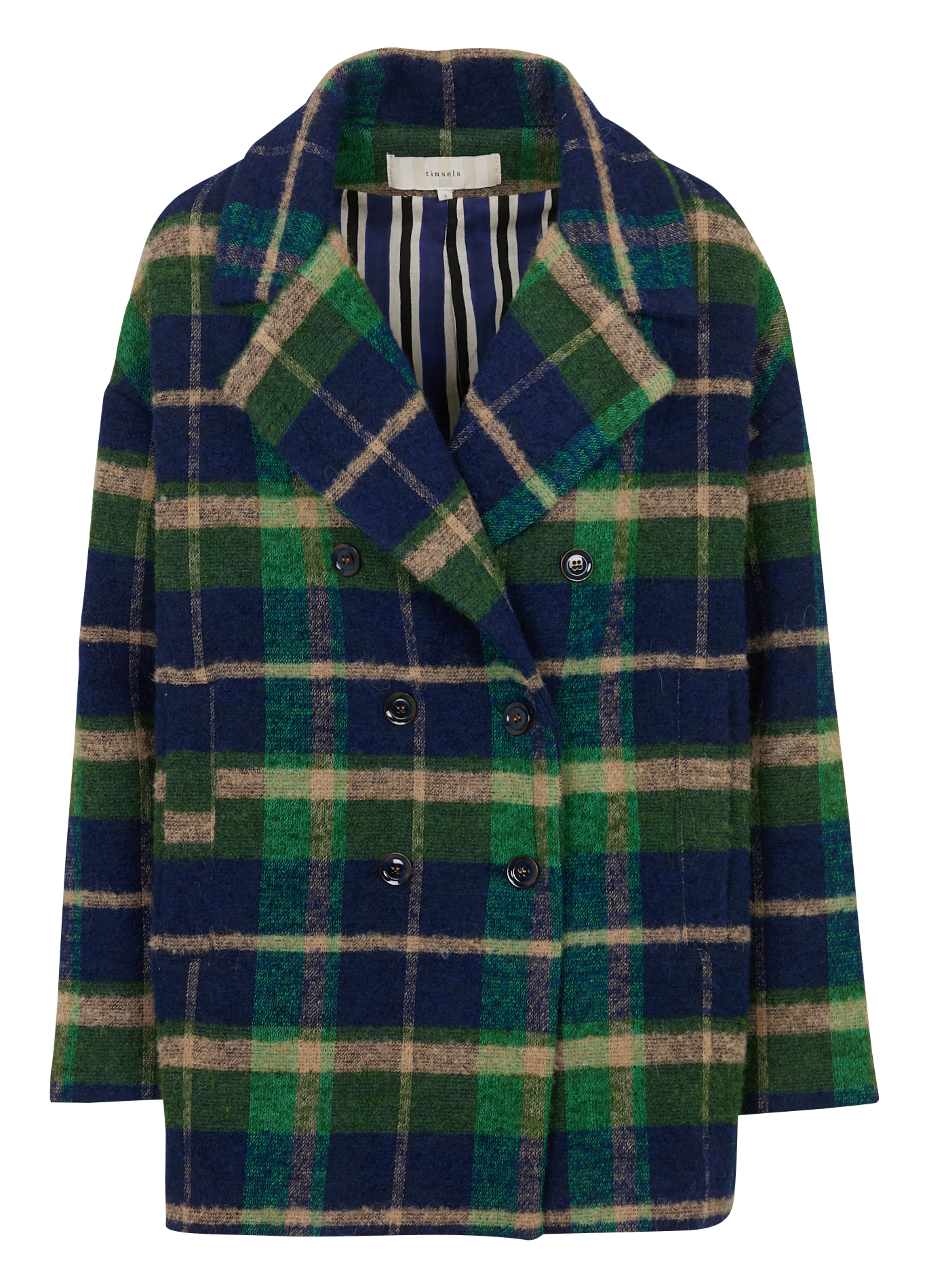 Caban ample boutonné à carreaux TINSELS Multicolore
