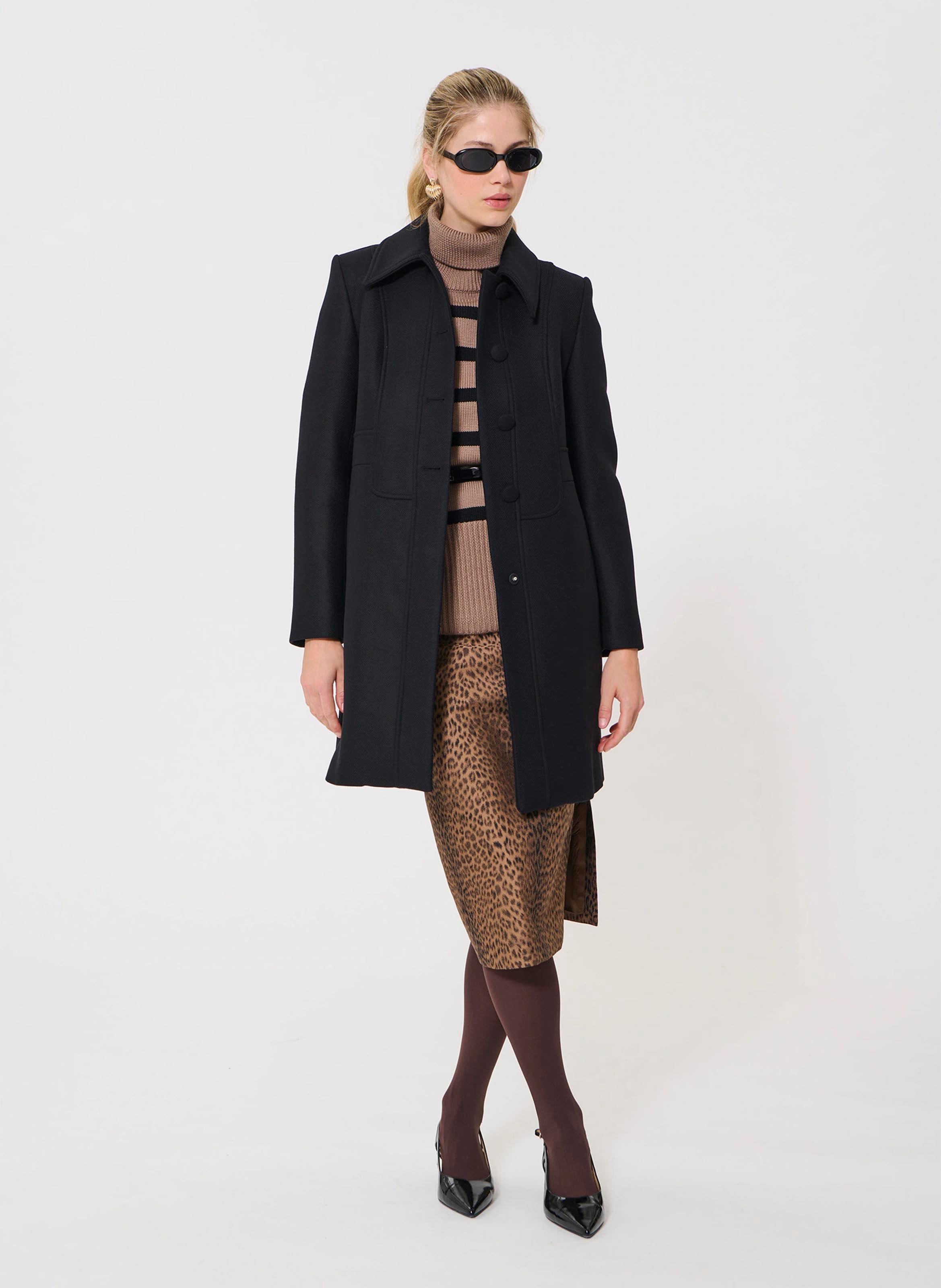 Straight wool-blend coat with classic collar TARA JARMON Black