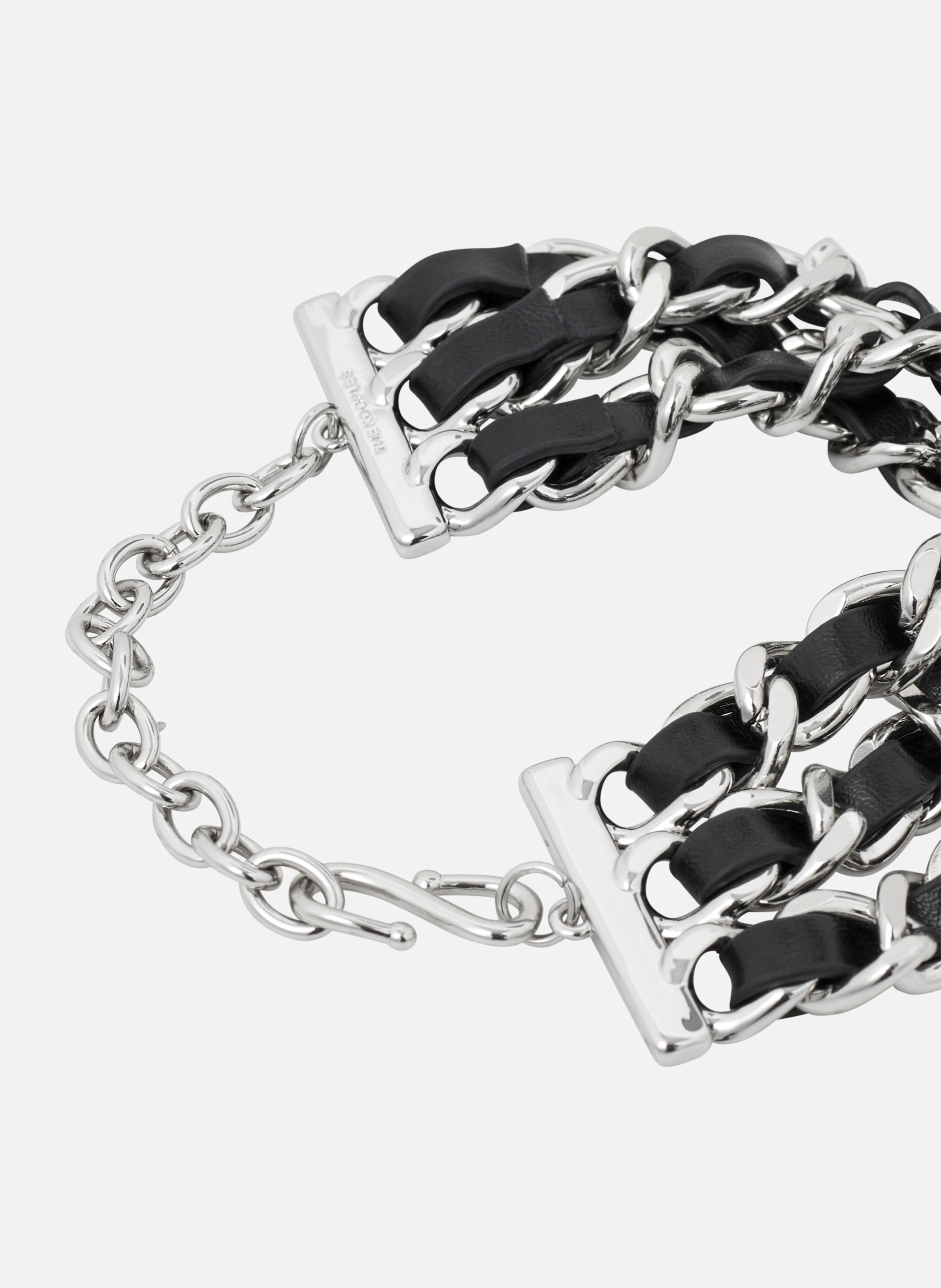 Bracelet with leather and silver chains THE KOOPLES Silver