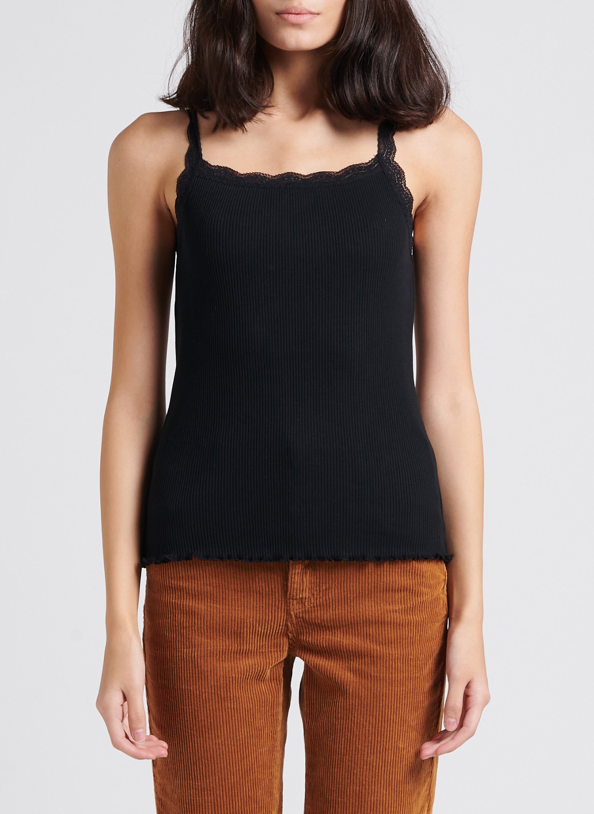 Square-neck cotton tank top MAISON 123 Black