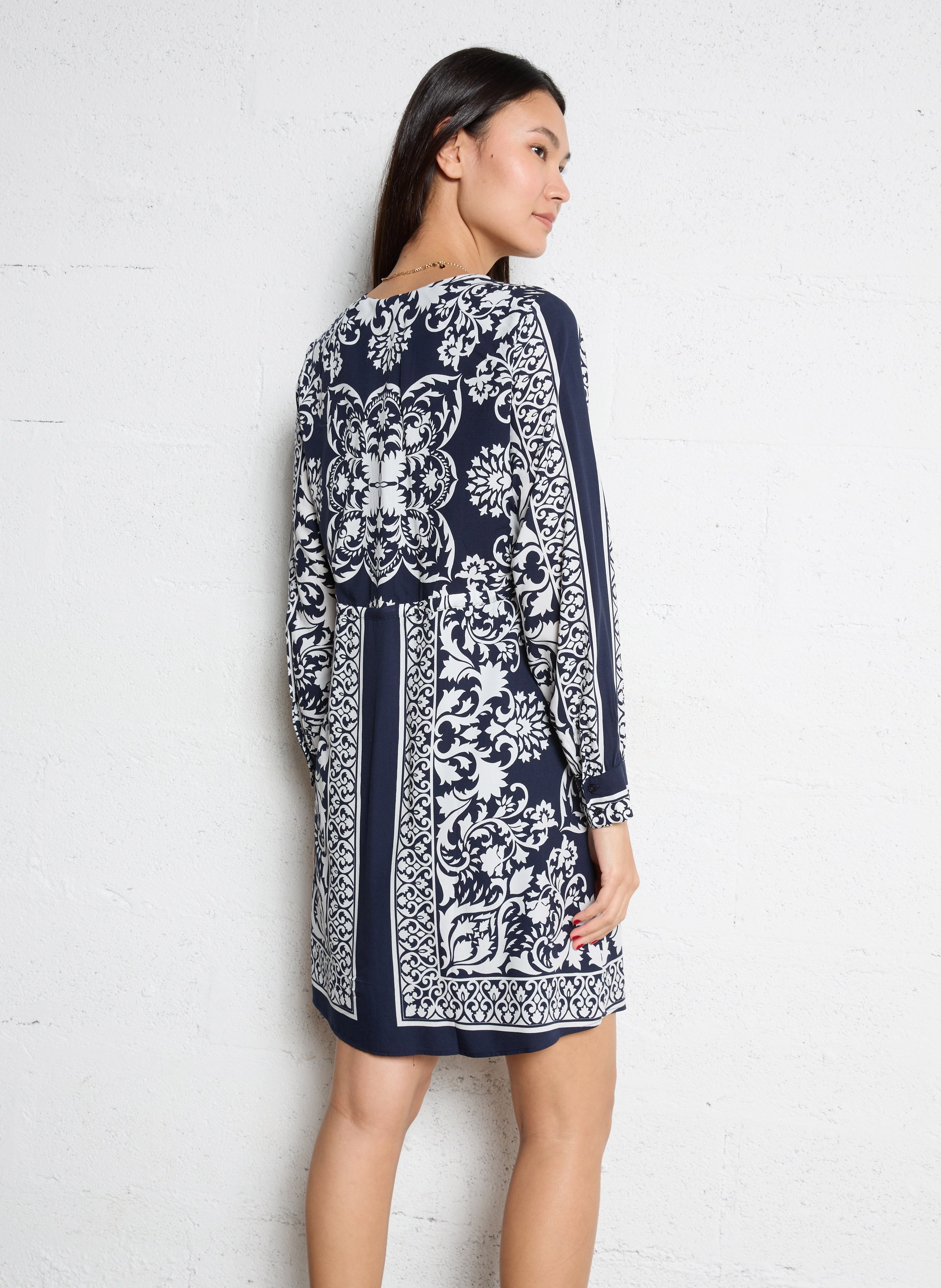 Korte jurk met V-hals en print SUD EXPRESS Blue