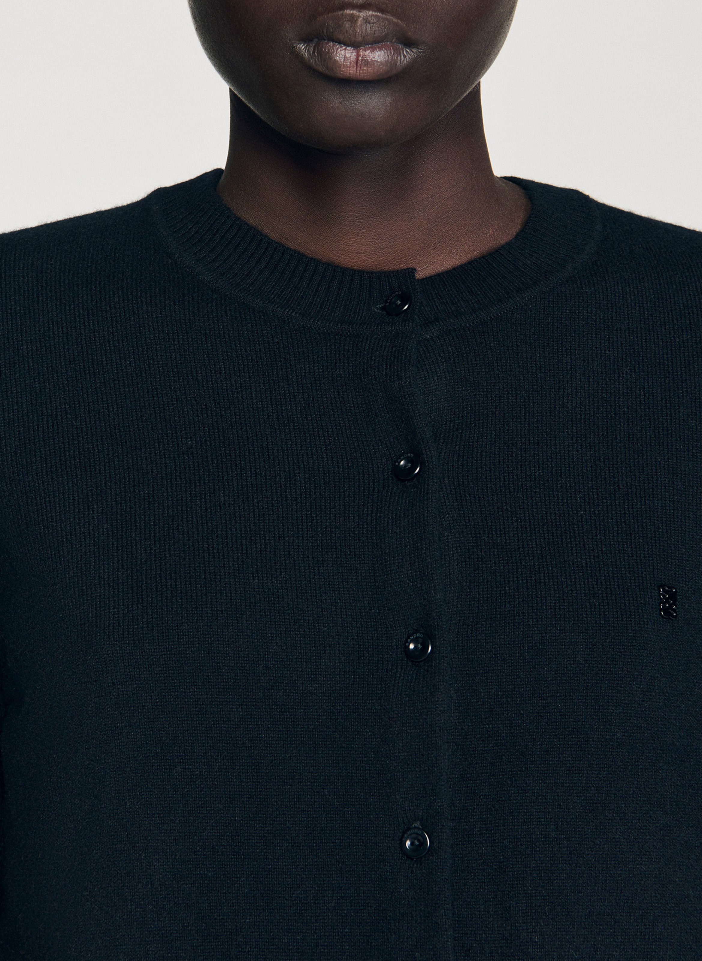 Cardigan à volants en laine mélangée SANDRO Noir