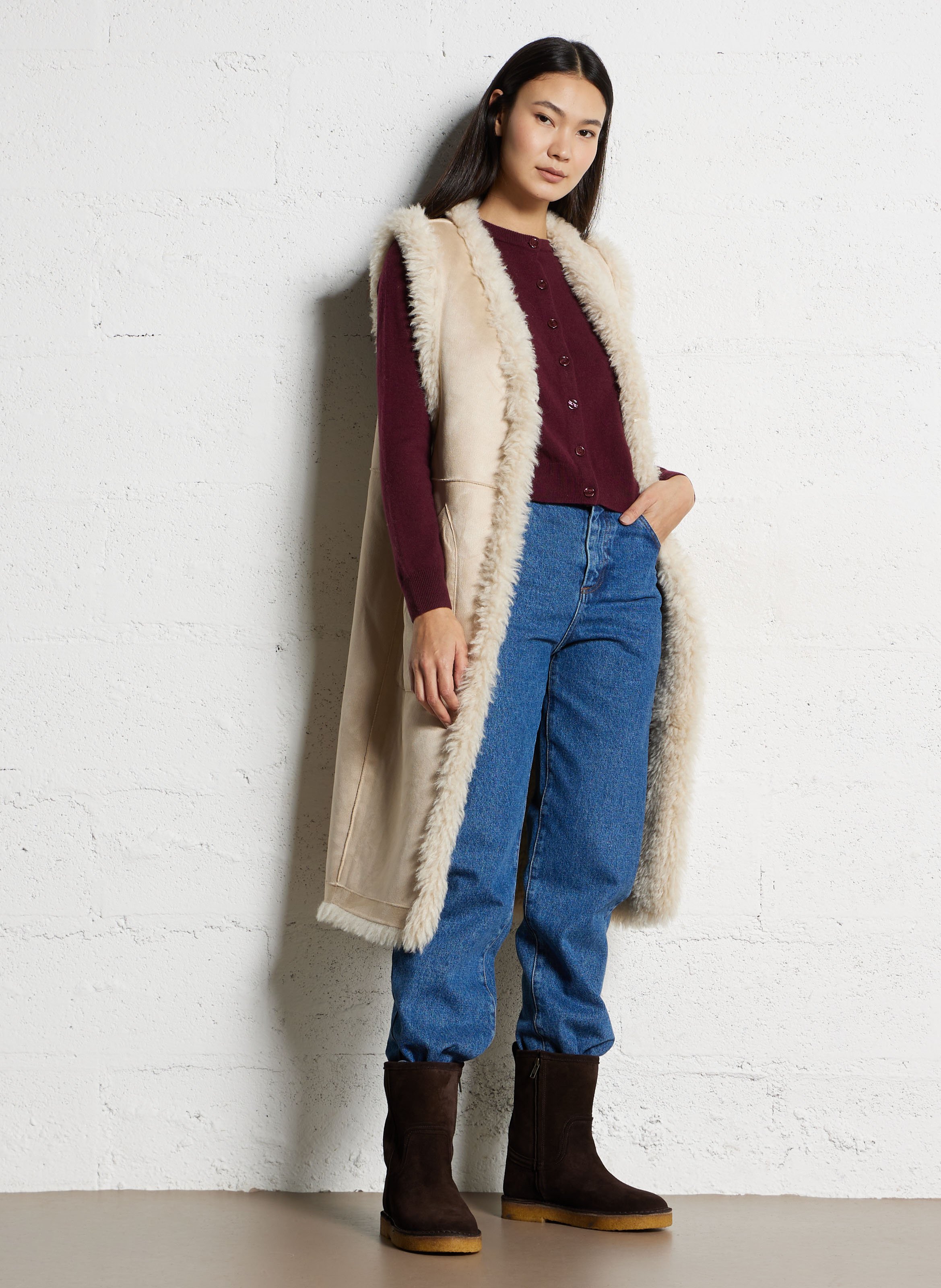 Shearling leather boots SOEUR Brown