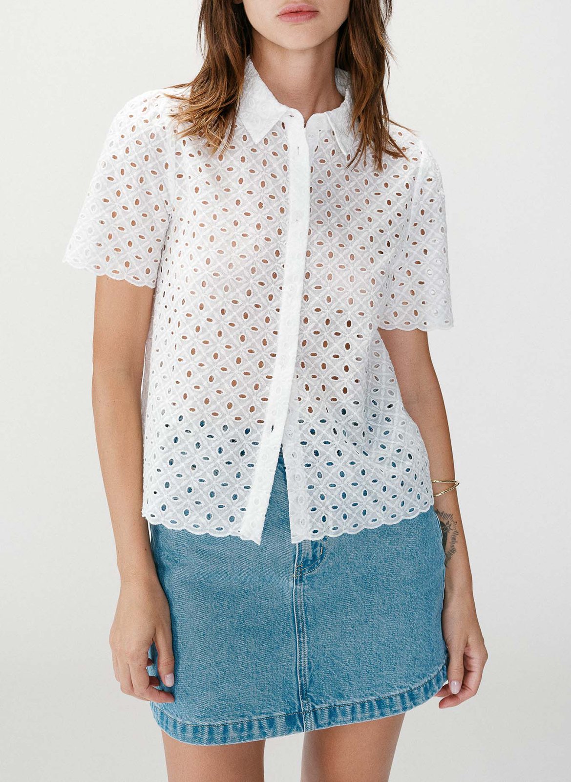 Chemise col classique en coton GRACE ET MILA Blanc