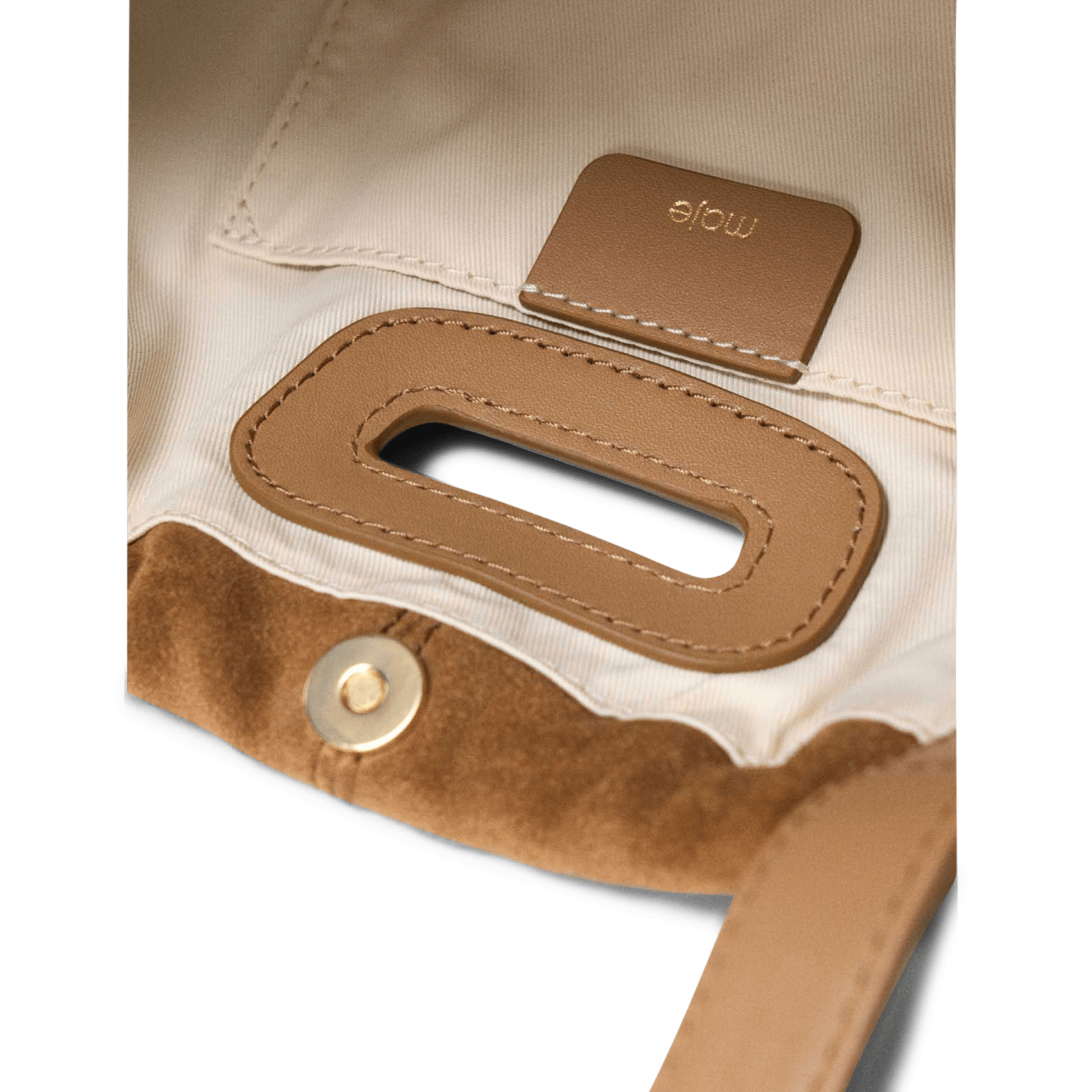 Buideltas van getextureerd leer met veters MAJE Beige