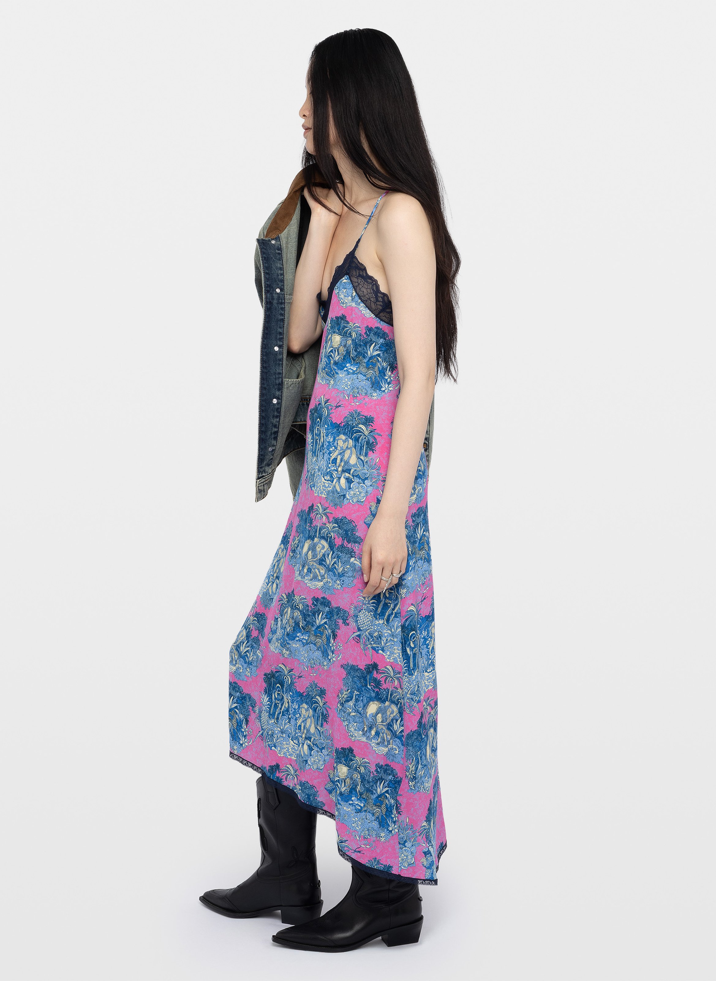 Lange jurk met V-hals en print ZADIG&VOLTAIRE Pink