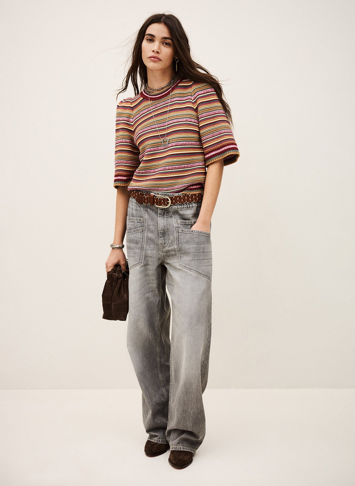 Pull col rond en coton BA&SH Prune