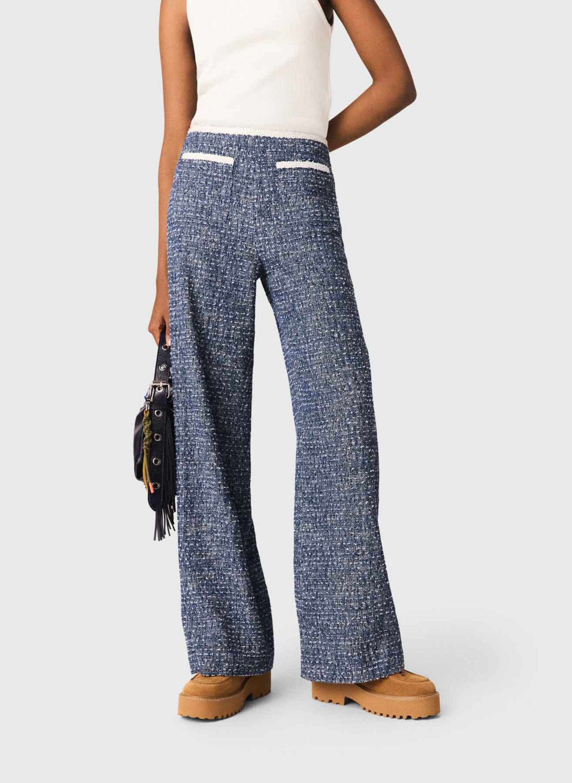 Pantalon droit en tweed MAJE Bleu