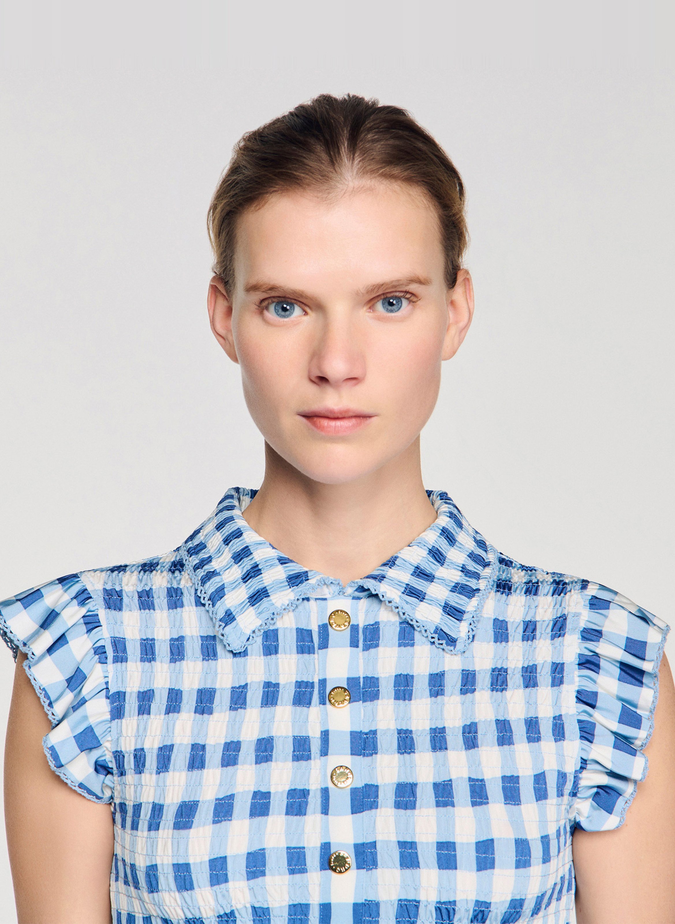 Geruite top met klassieke kraag SANDRO Blauw