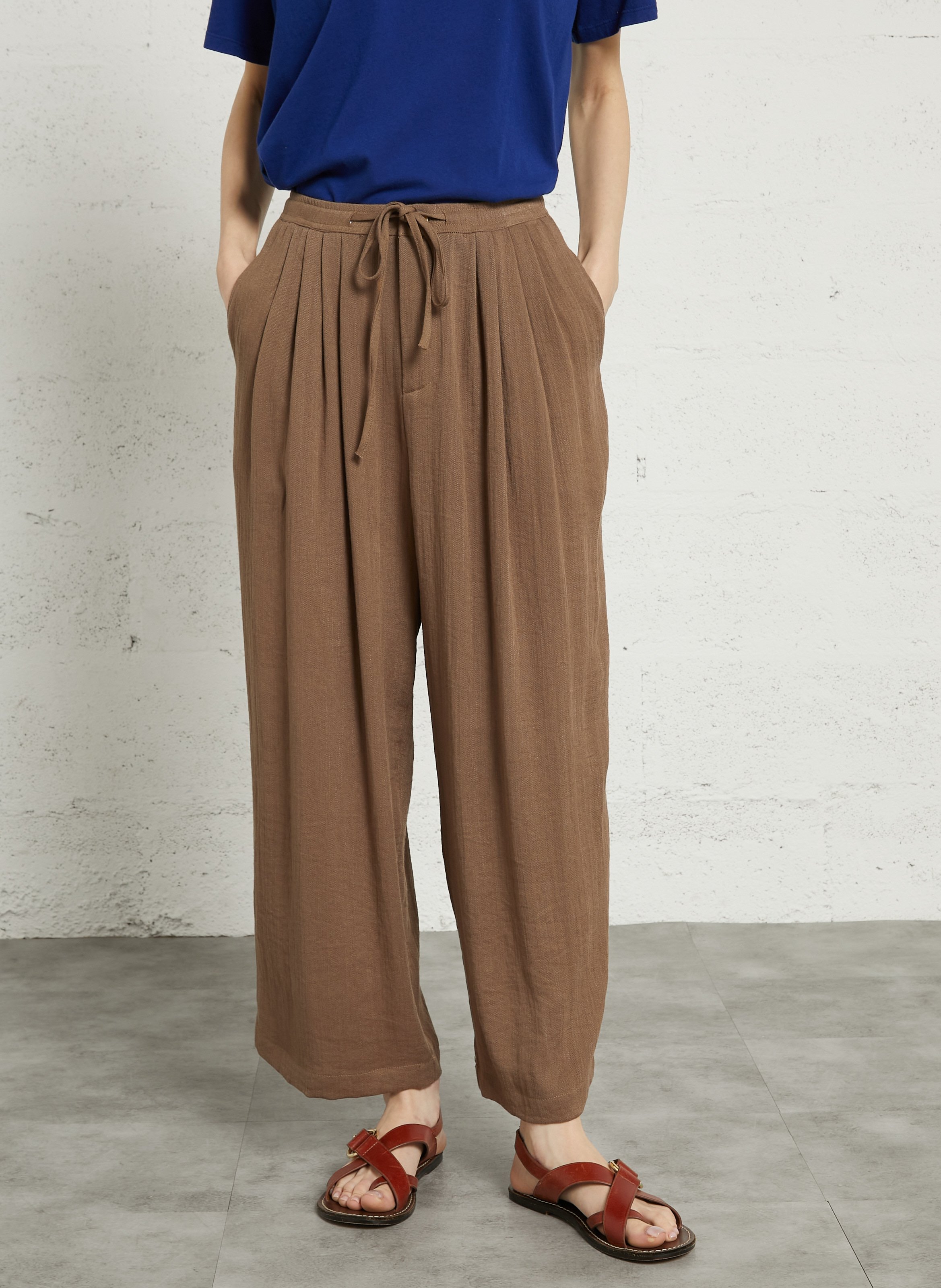 Breite High-Waist Caprihose THE KORNER Braun