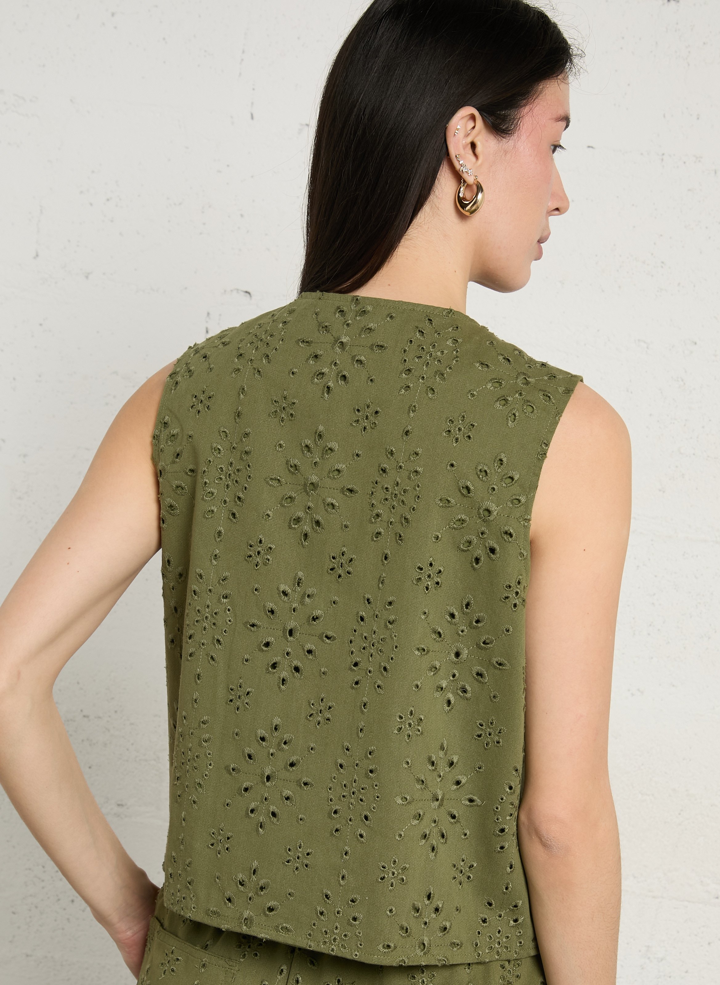 Geborduurd katoenen double-breasted vest THE KORNER Kaki