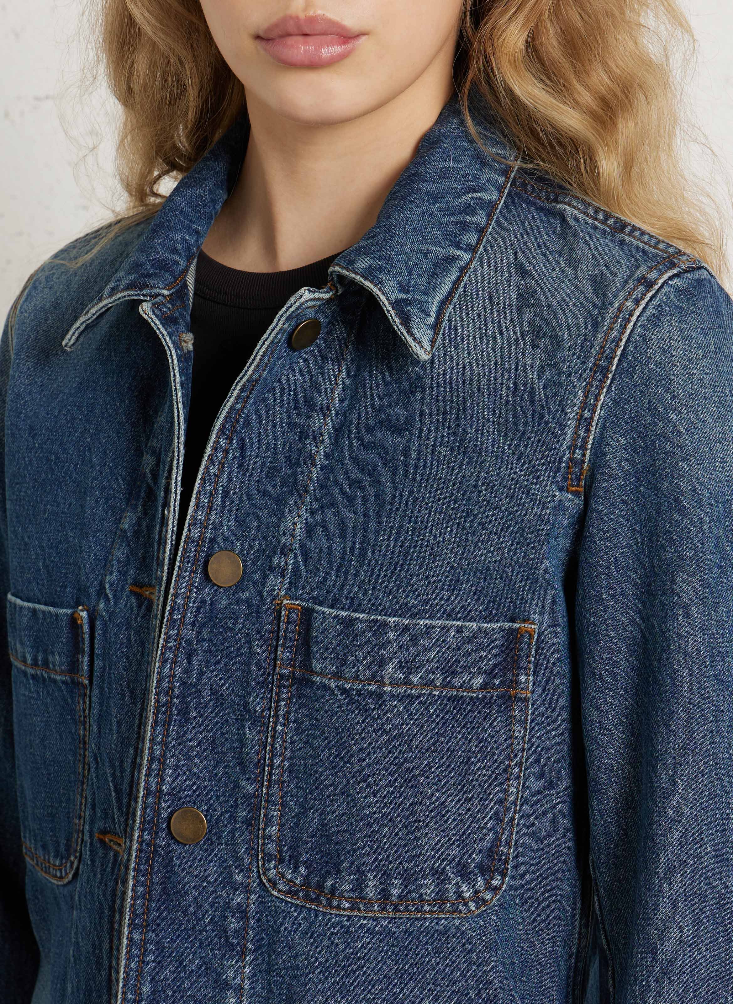 Taillierte Jeansjacke aus Baumwolle SOEUR Blau