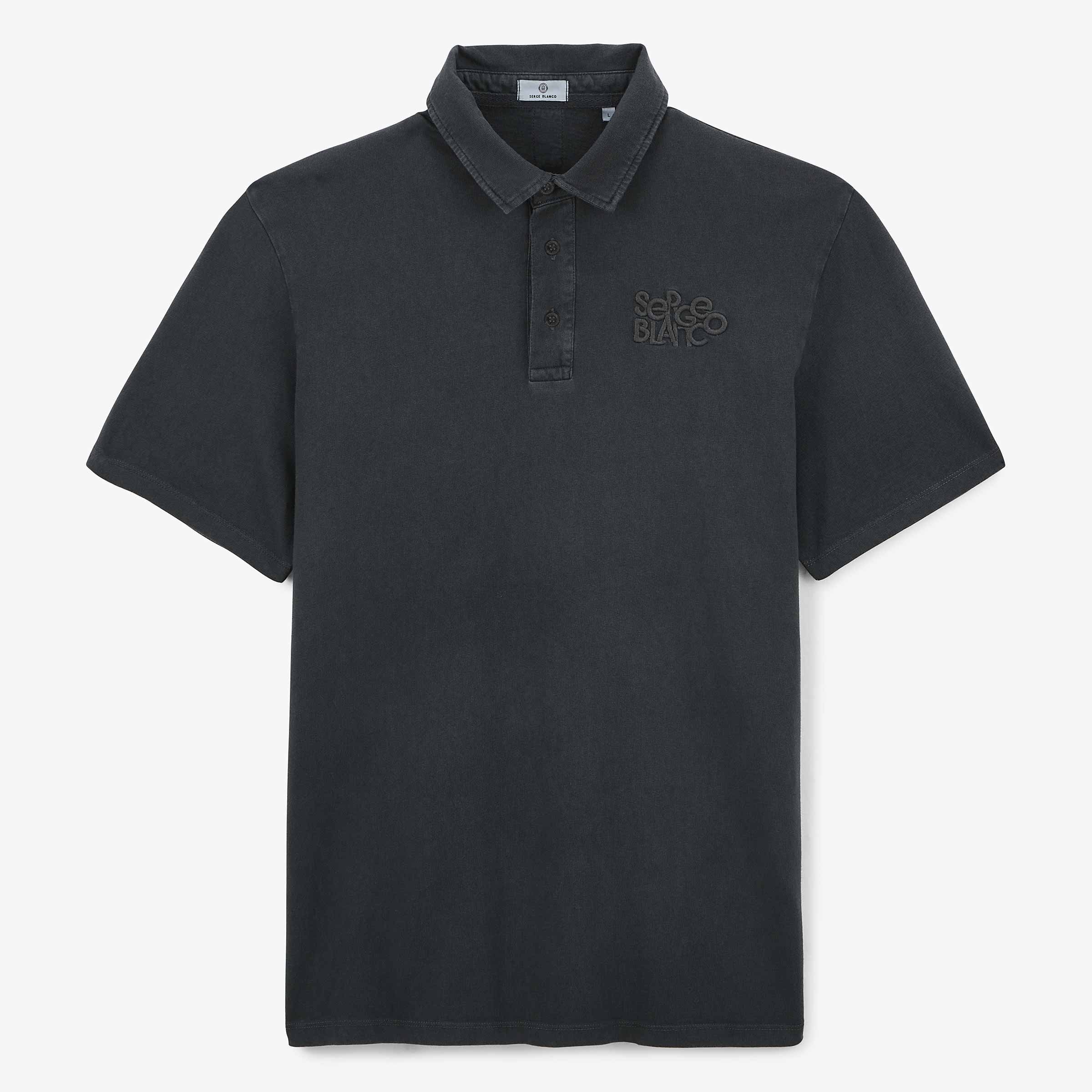 Short-sleeved polo shirt with tone-on-tone embroidery in cotton SERGE BLANCO Grey