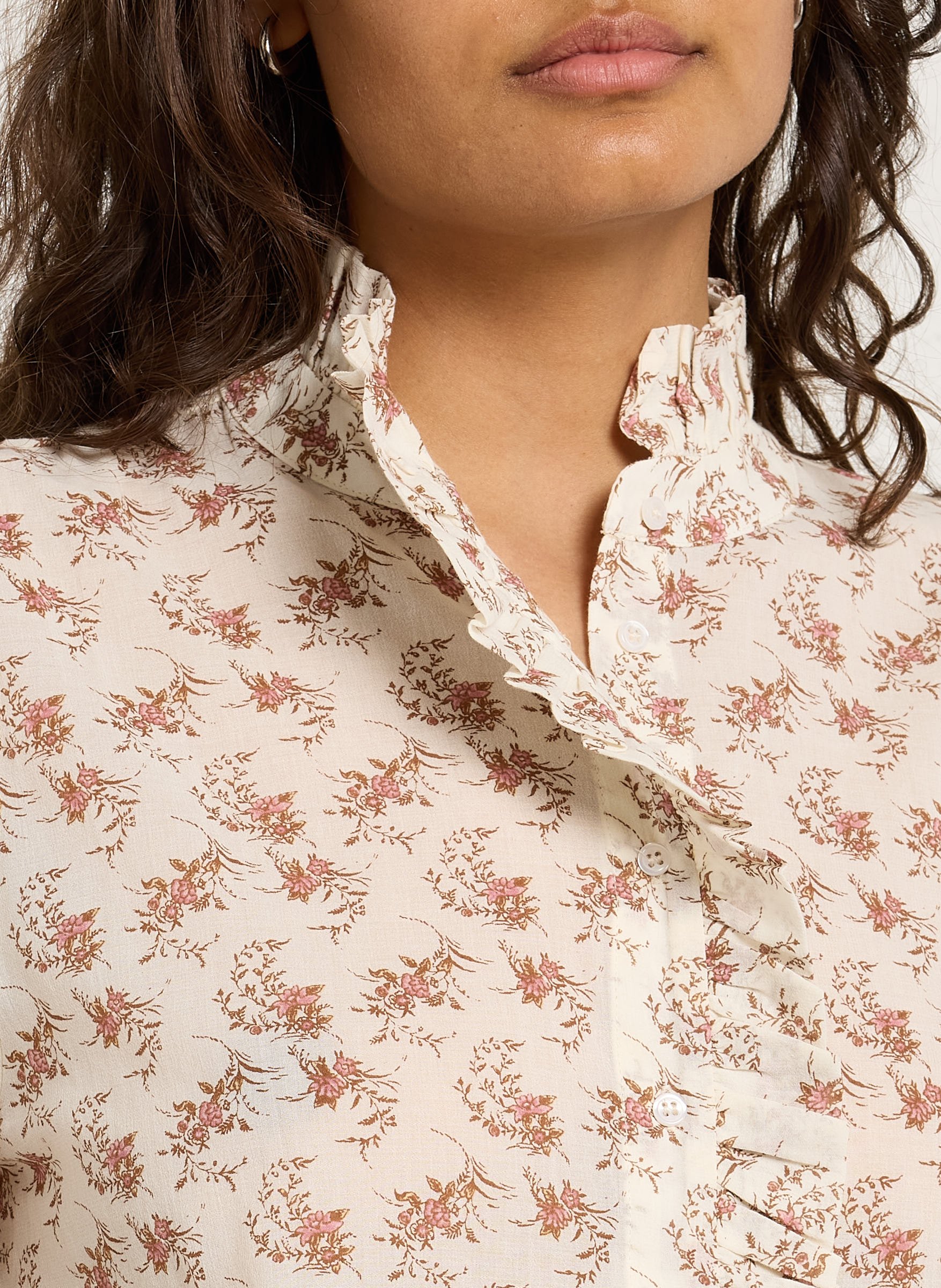 Printed Victorian-collar shirt MAISON 123 Beige