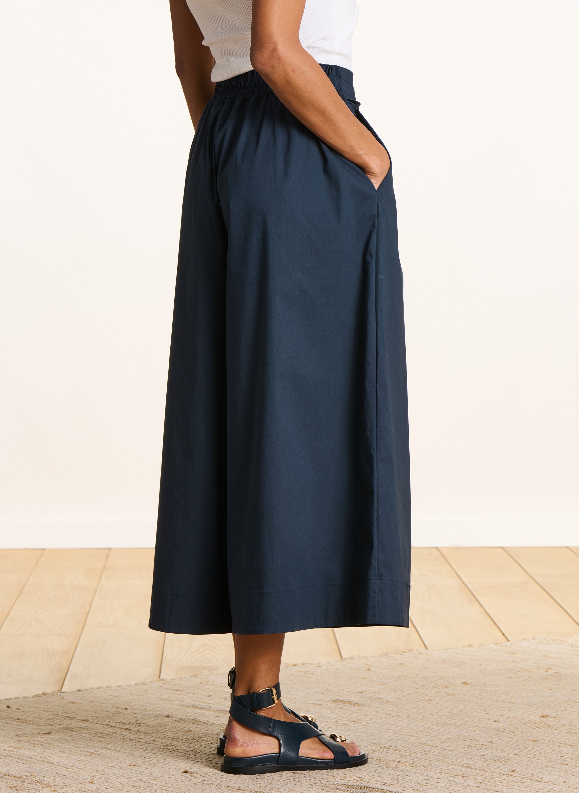 Wide-leg cotton blend pants LA FEE MARABOUTEE Blue