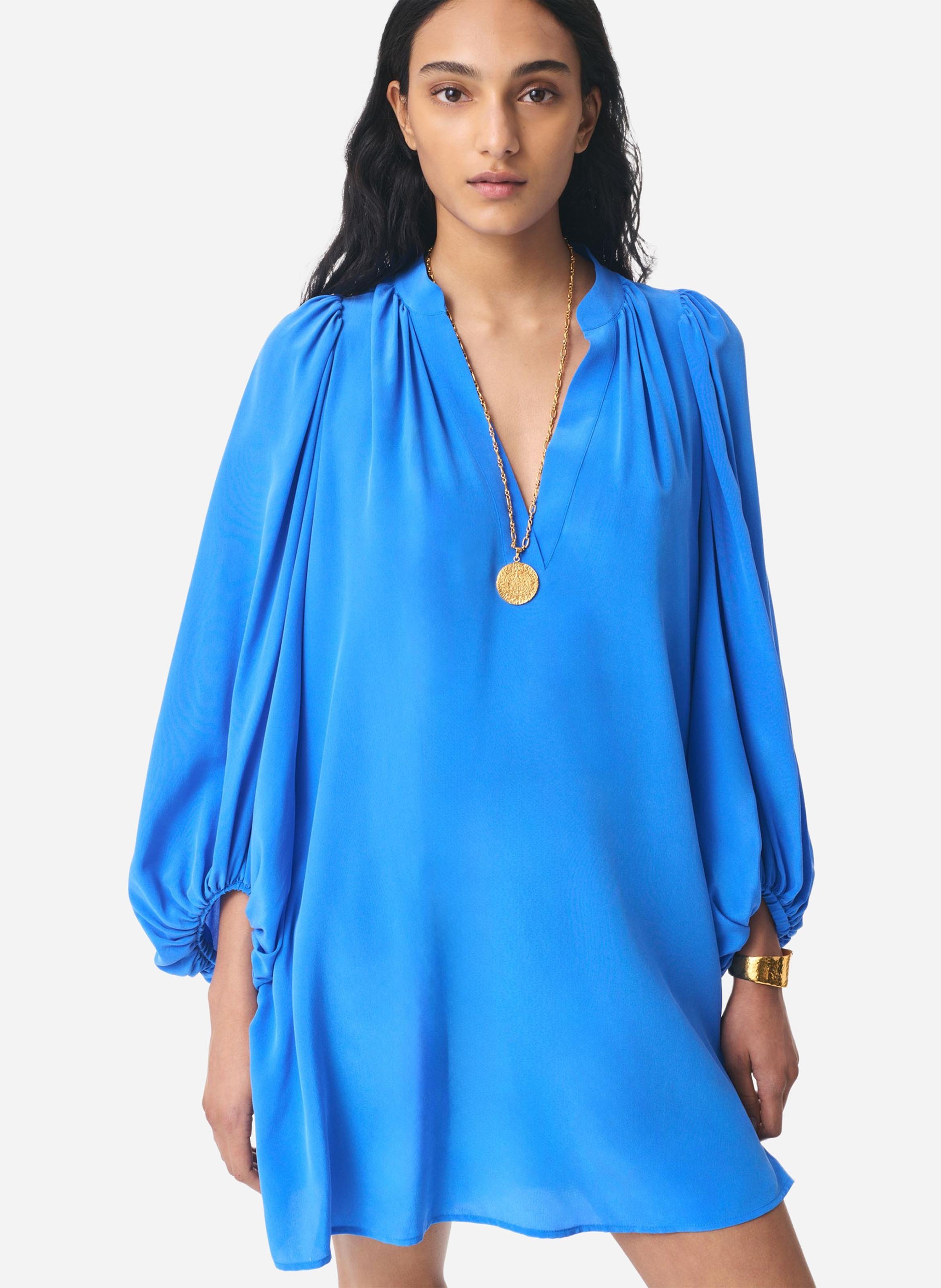 Jurk van zijde Blauw