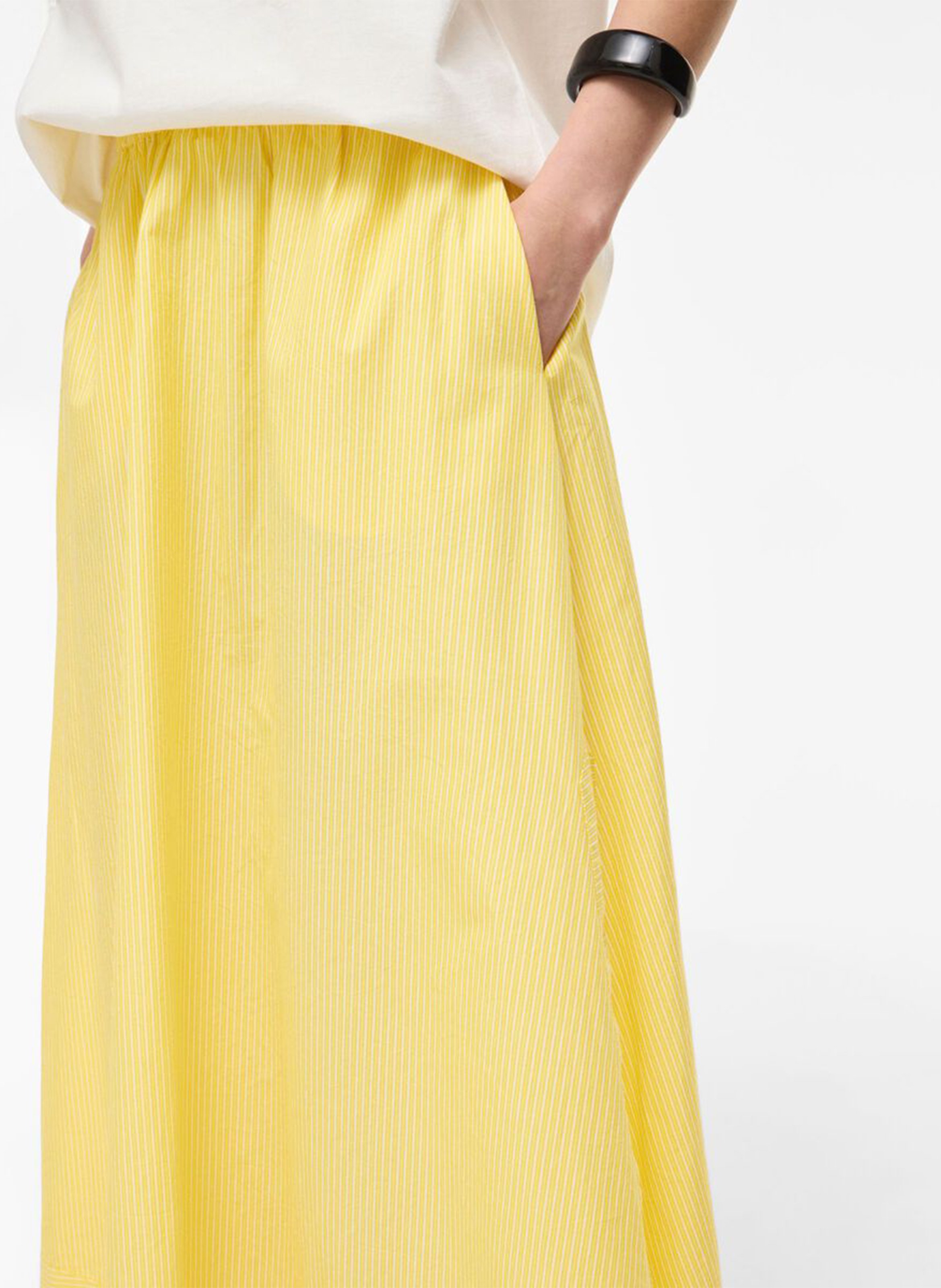 Jupe longue évasée rayée ROUGE EDIT Jaune