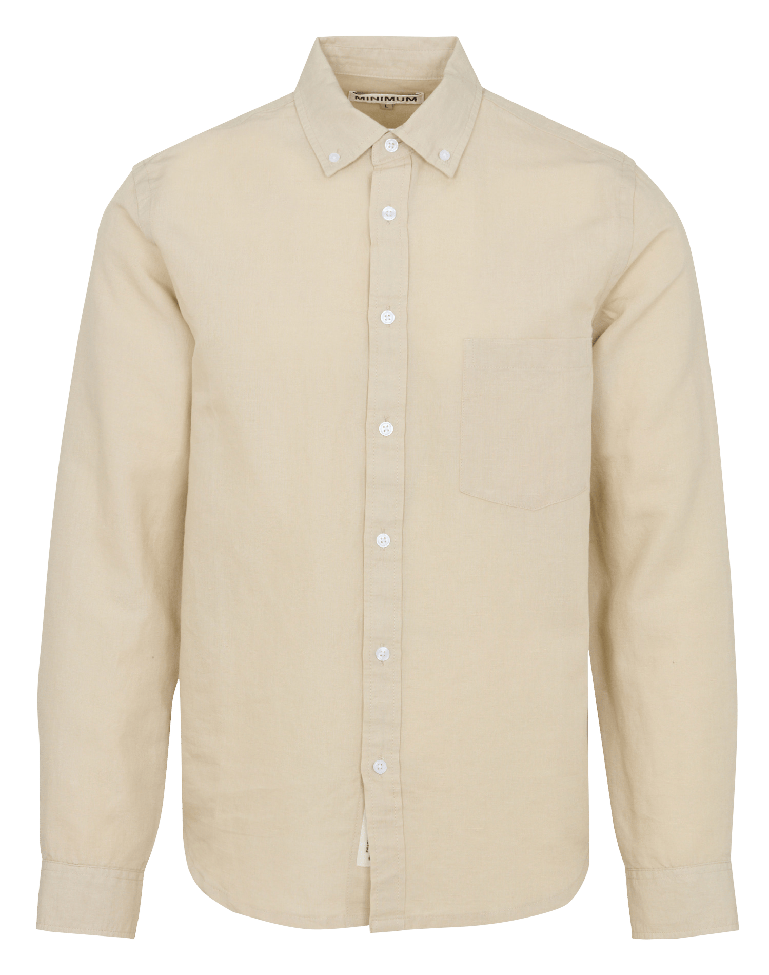 Blouse met klassieke kraag - linnenblend MINIMUM Beige