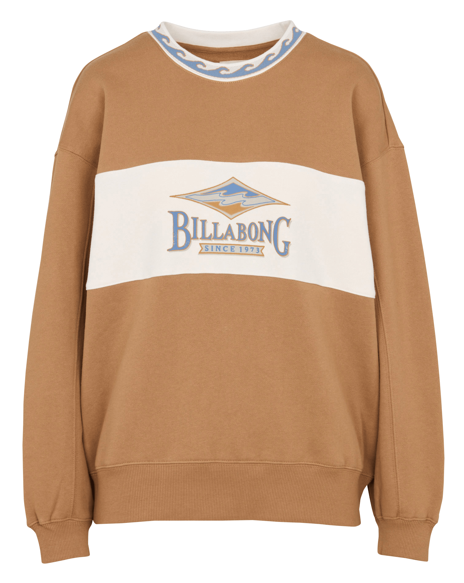 Weites Sweatshirt aus Baumwoll-Mix mit Rundhalsausschnitt und Siebdruck BILLABONG Beige