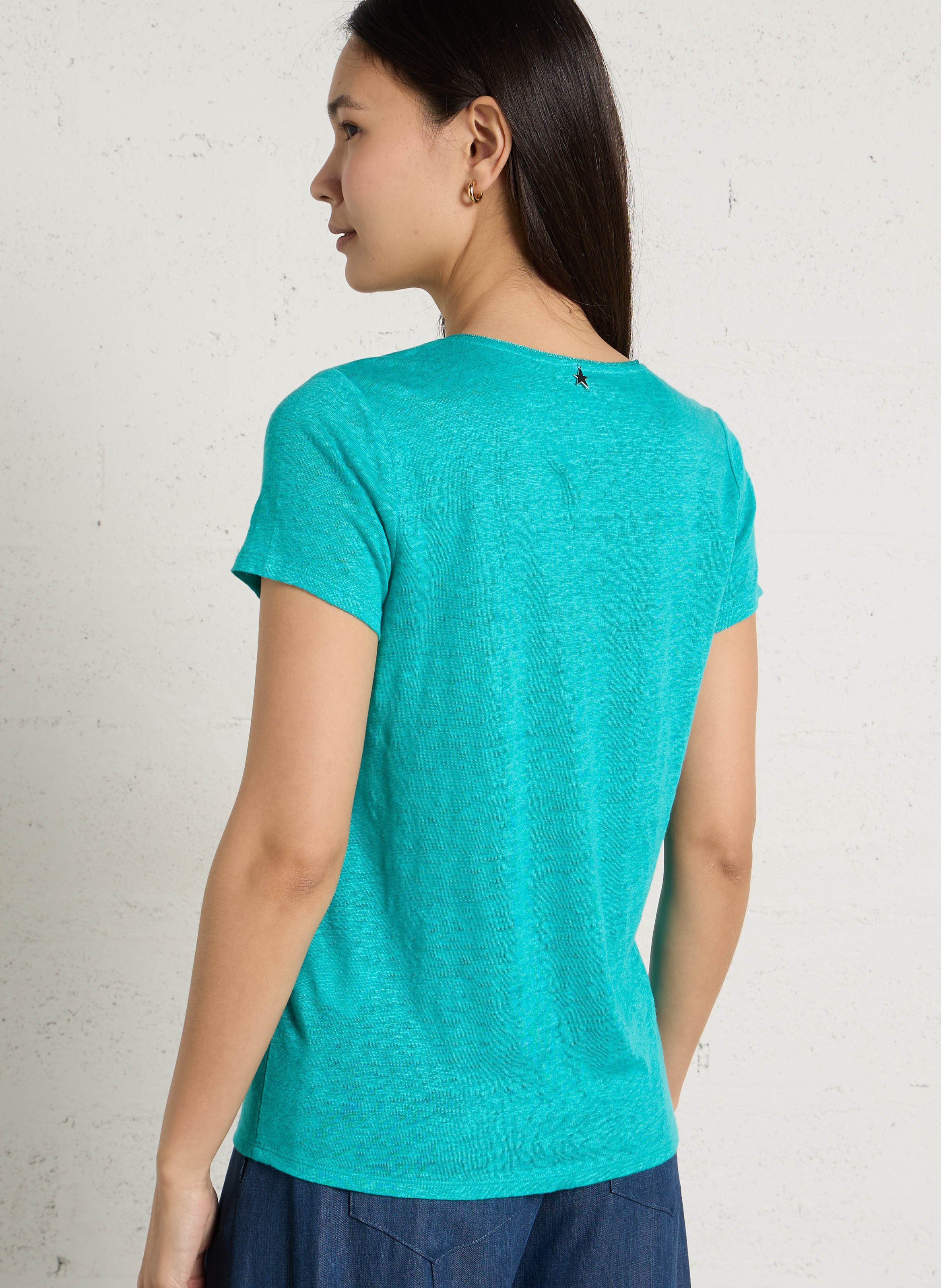 Fine linen V-neck sweater SUD EXPRESS Blue