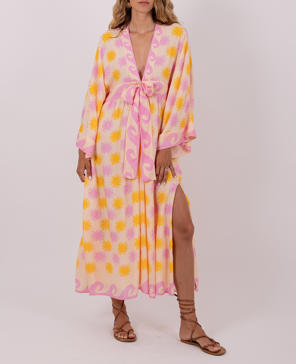 Weites langes Baumwollkleid SUNDRESS Beige