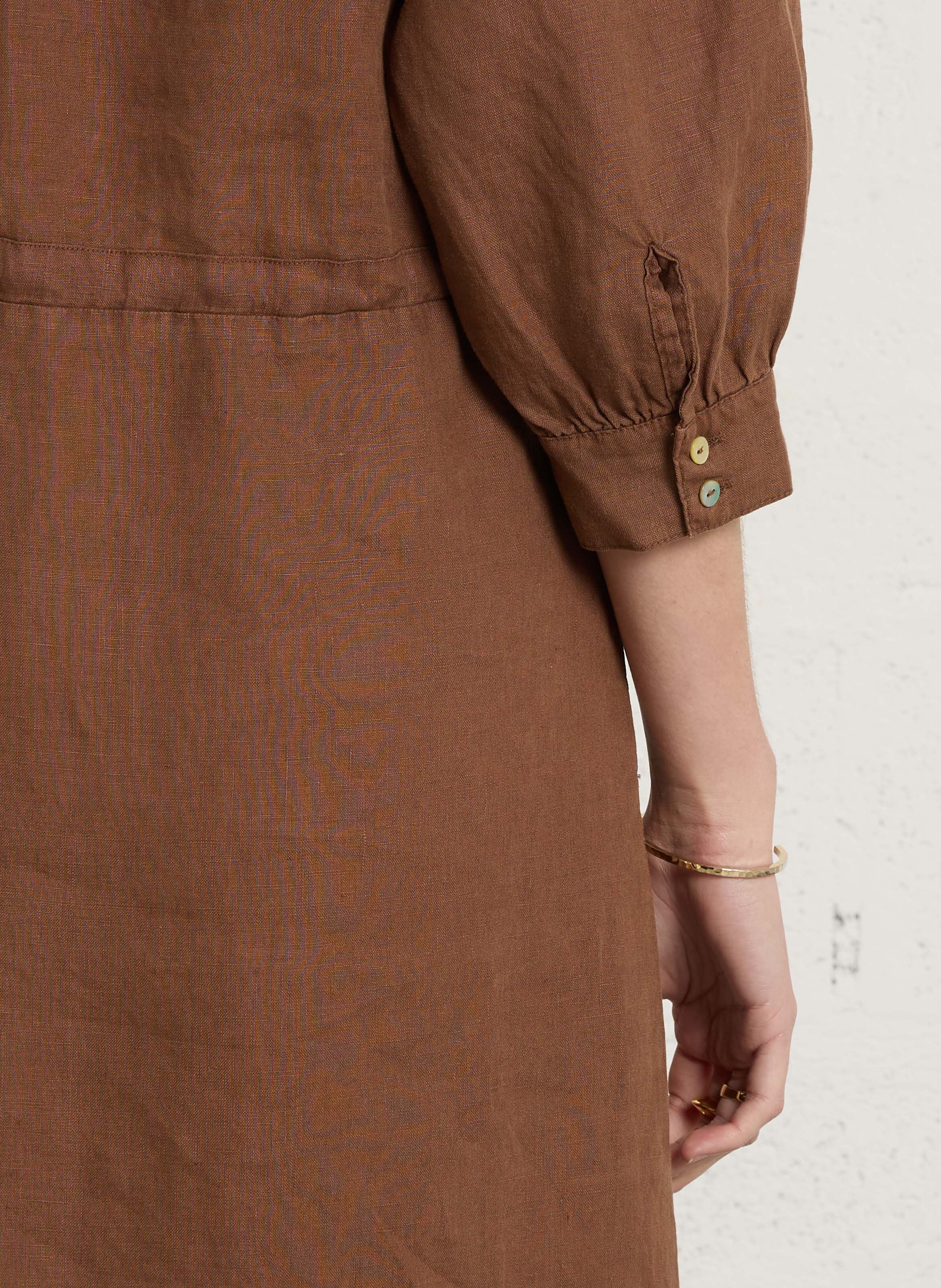 Weites langes Leinenkleid SUD EXPRESS Braun