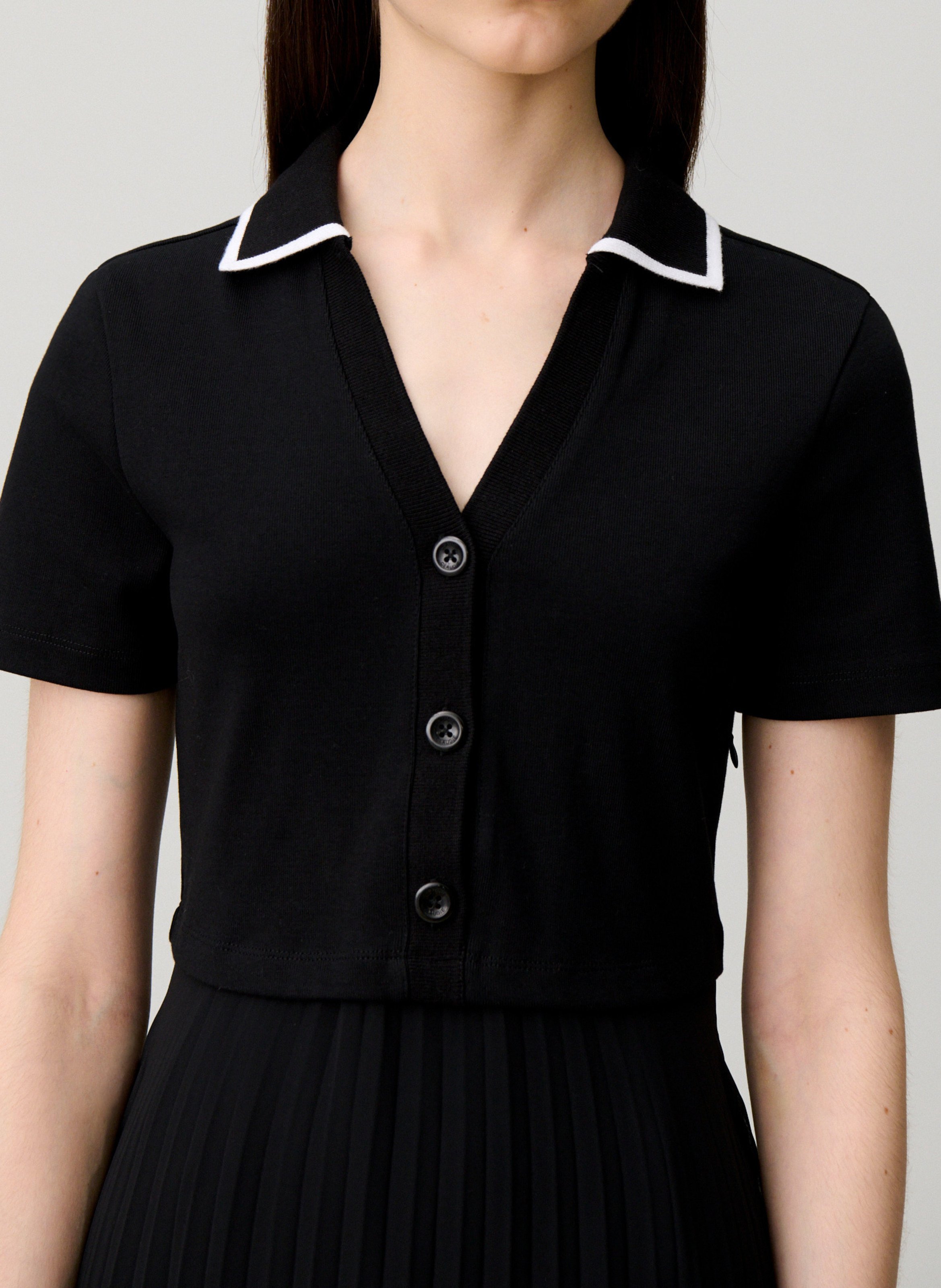 Langes Kleid mit klassischem Rundhalsausschnitt aus Strick CLAUDIE PIERLOT Schwarz