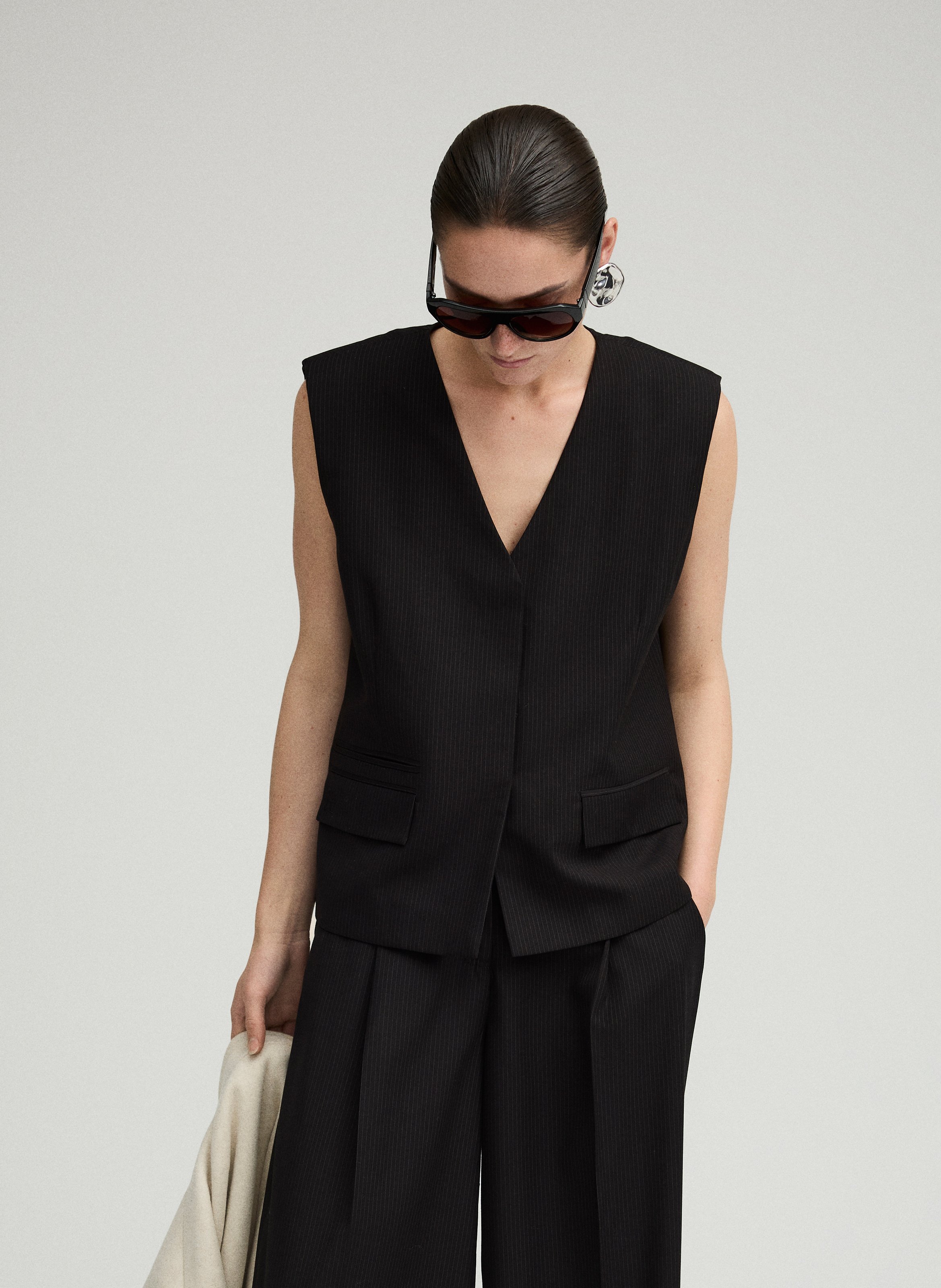 Gilet zonder mouwen in gestreepte stijl ROUGE EDIT Grijs