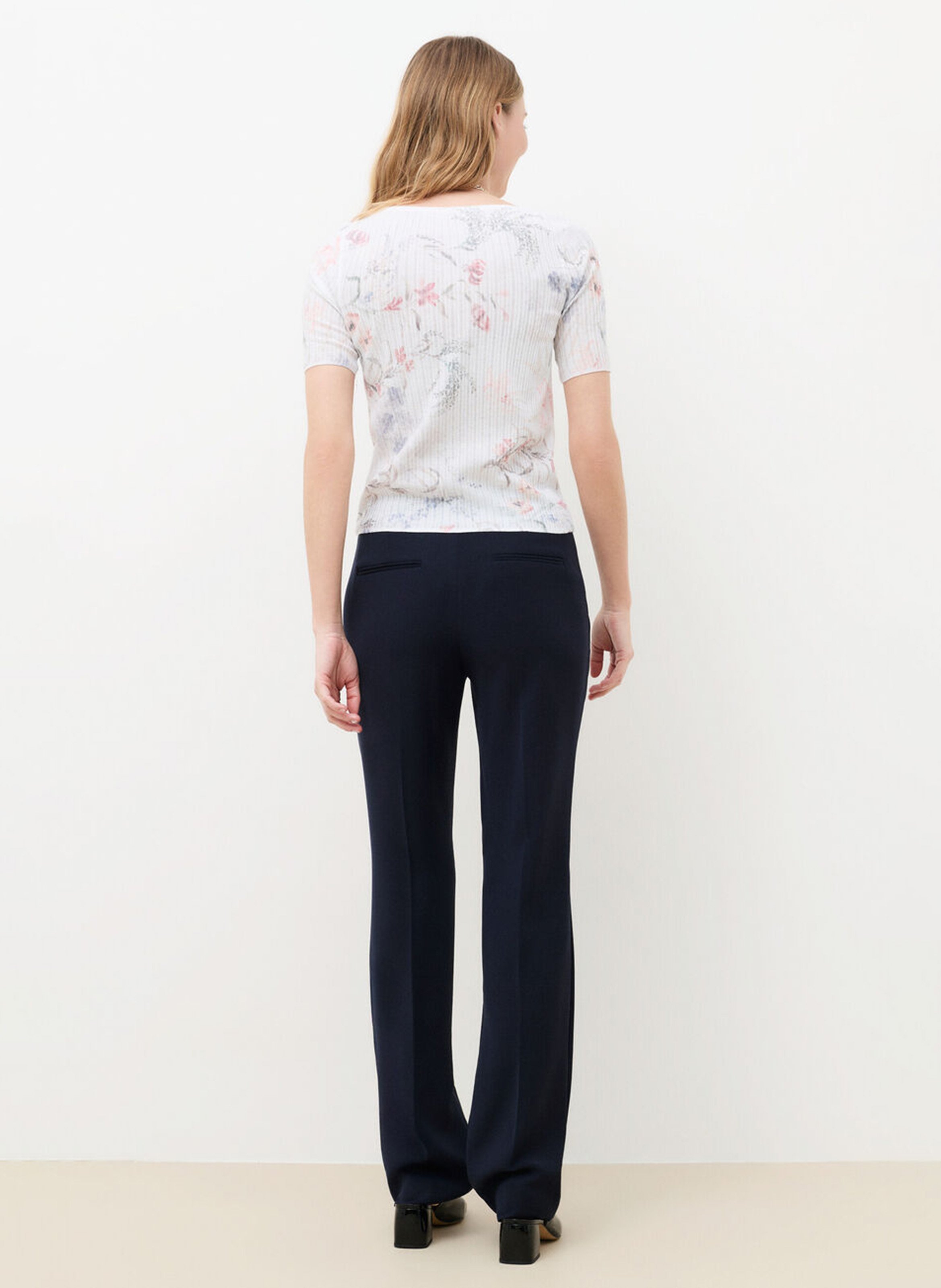 Top droit col rond imprimé CAROLL Beige