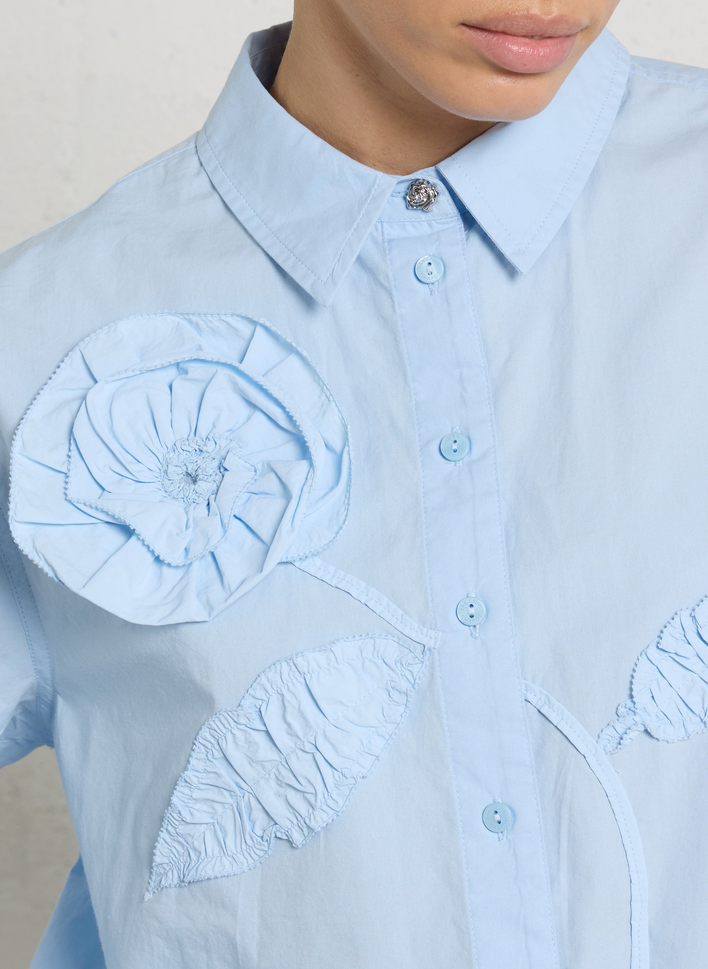 Straight shirt with textures FABIENNE CHAPOT Blue