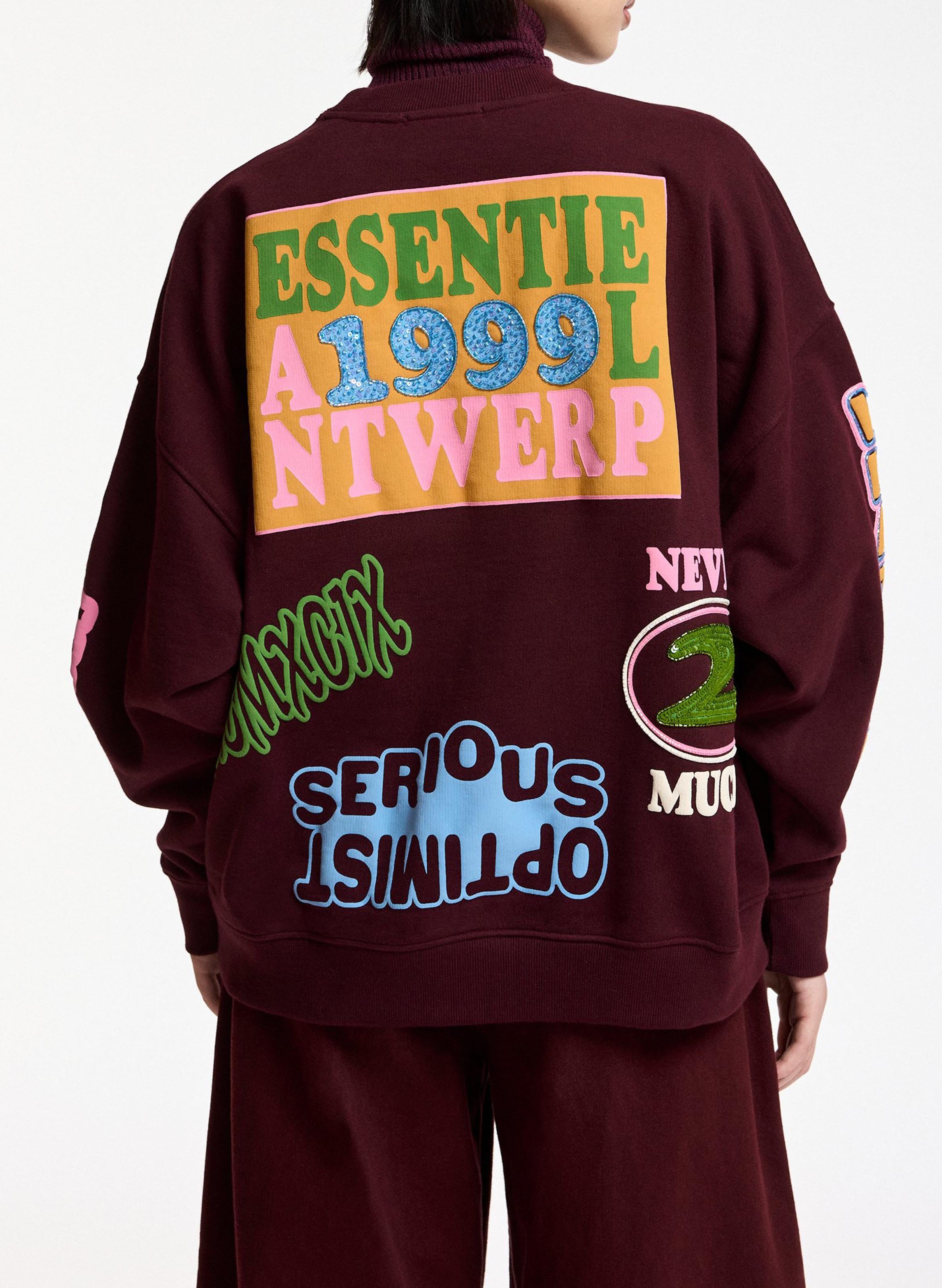 Sweat ample col rond imprimé en coton ESSENTIEL ANTWERP Rouge