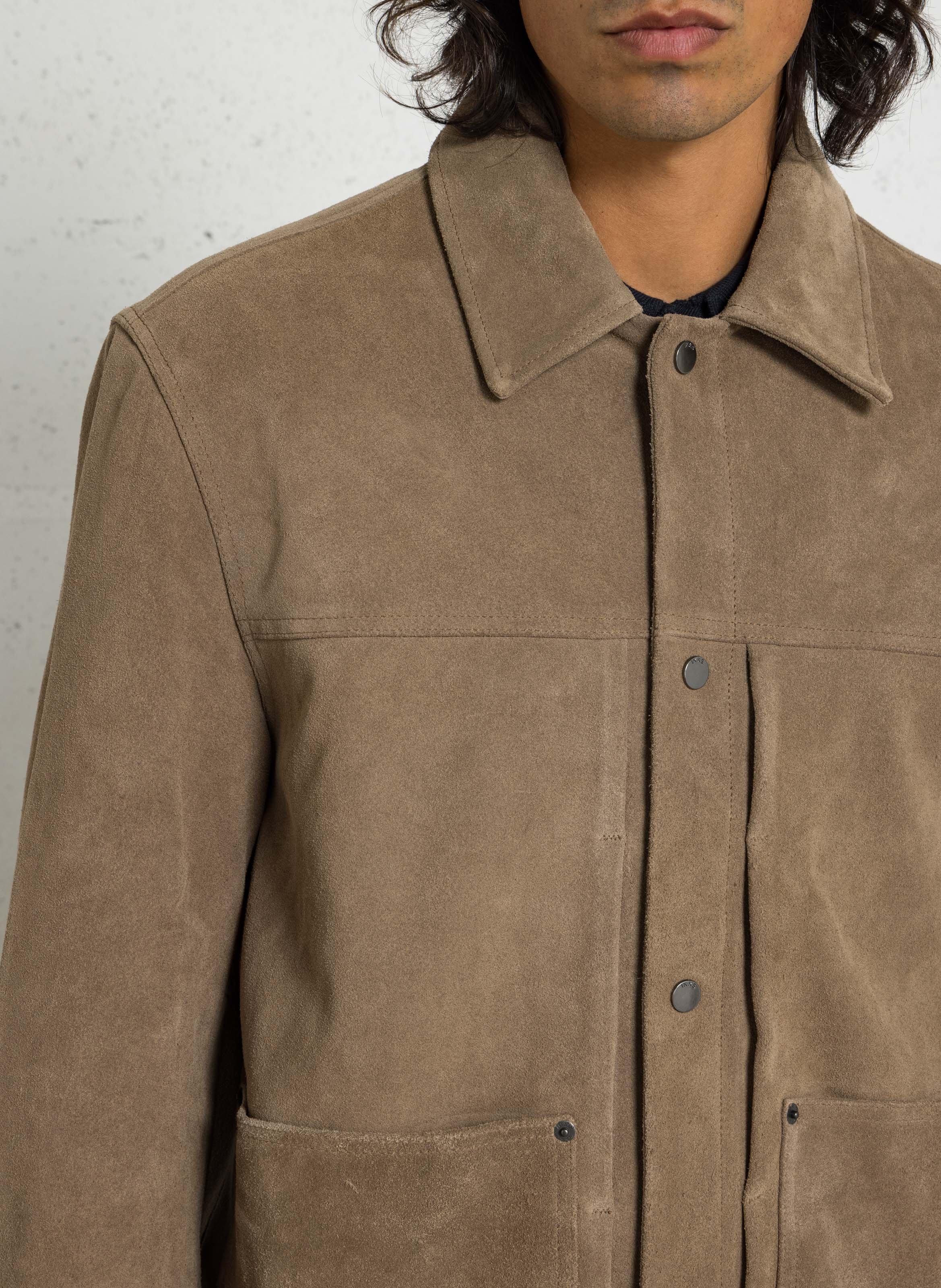 Gerade geschnittene Lederjacke mit klassischem Kragen IKKS Grun