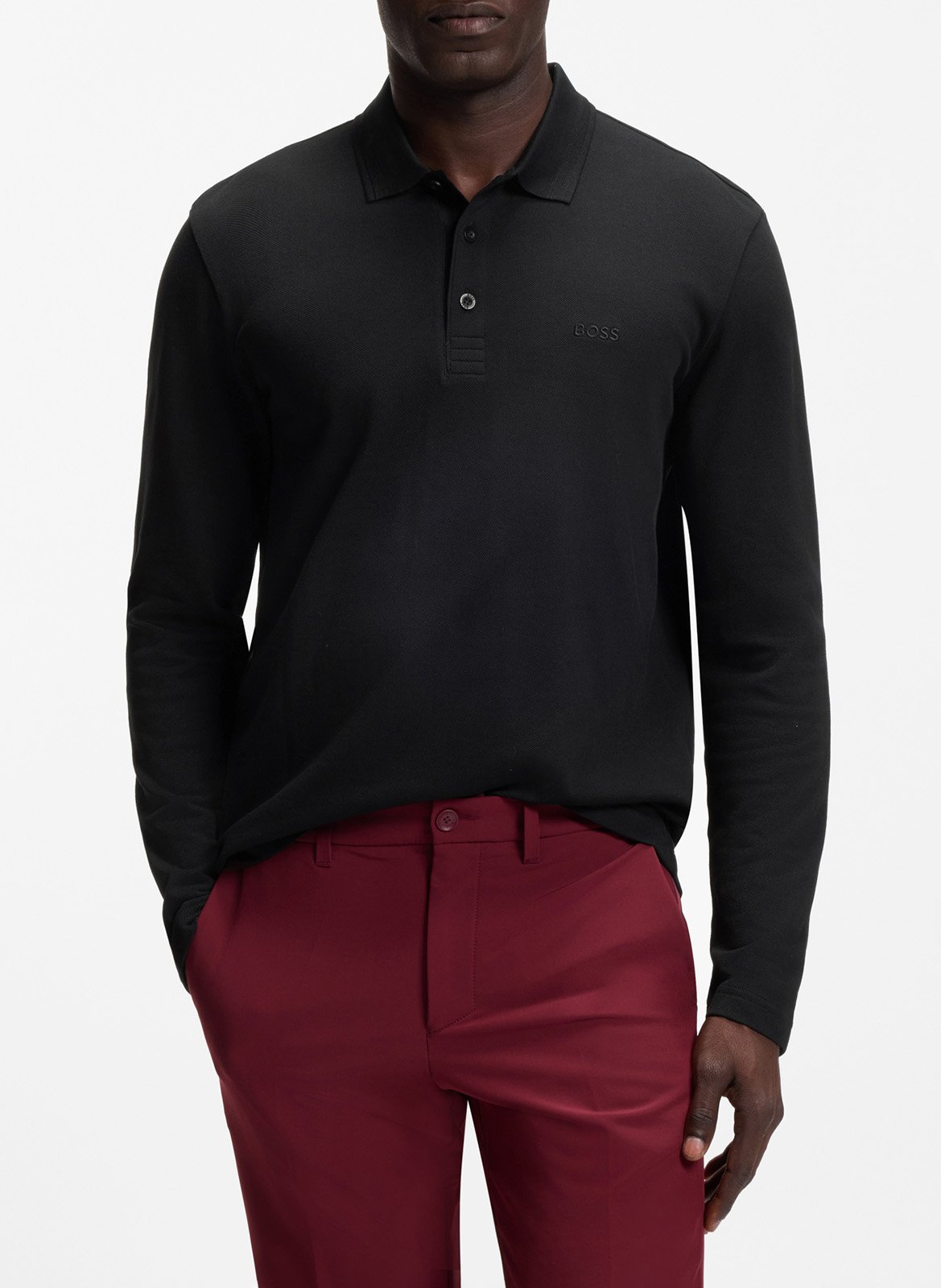 Long-sleeved cotton polo shirt BOSS
