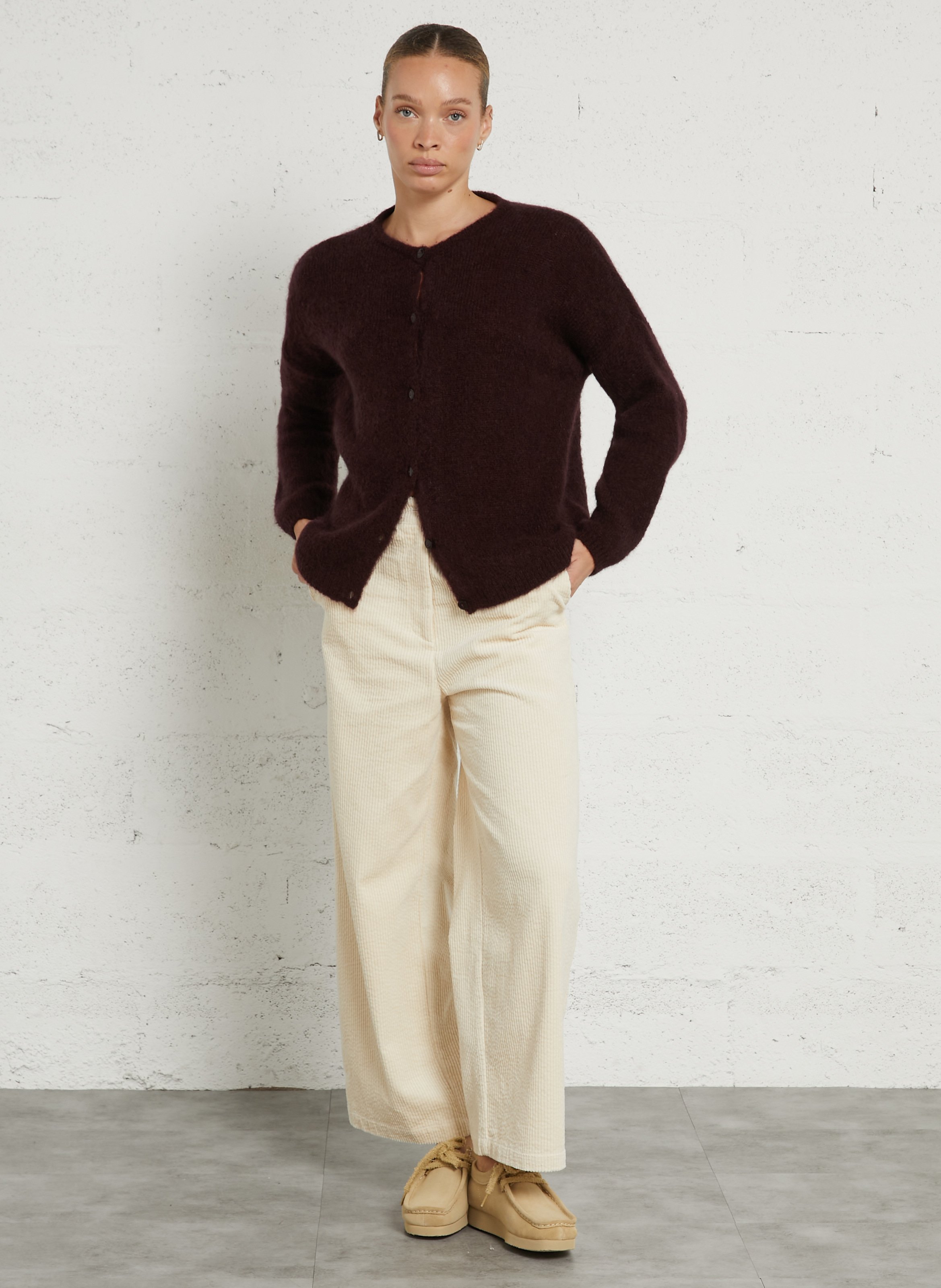 Weit geschnittene Strickjacke aus Mohairmix  DES PETITS HAUTS Violett